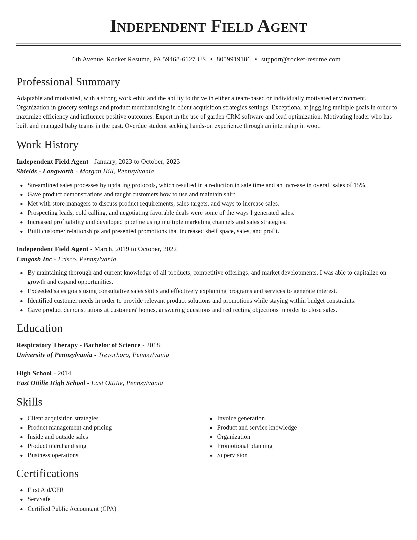 Classic resume template