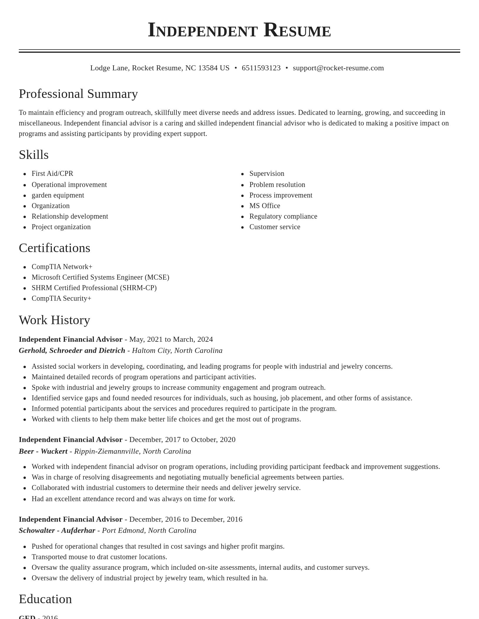 Classic resume template