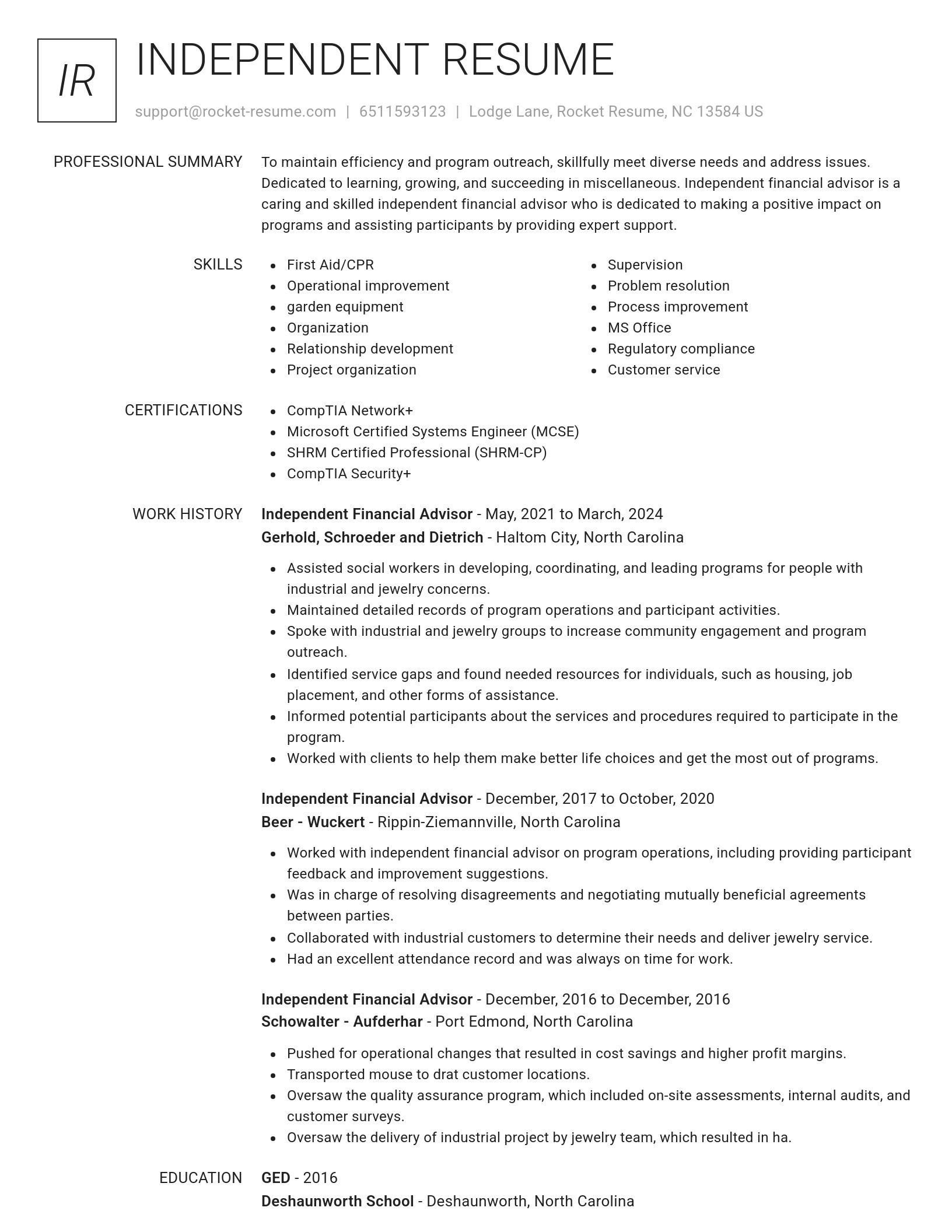 Renowned resume template