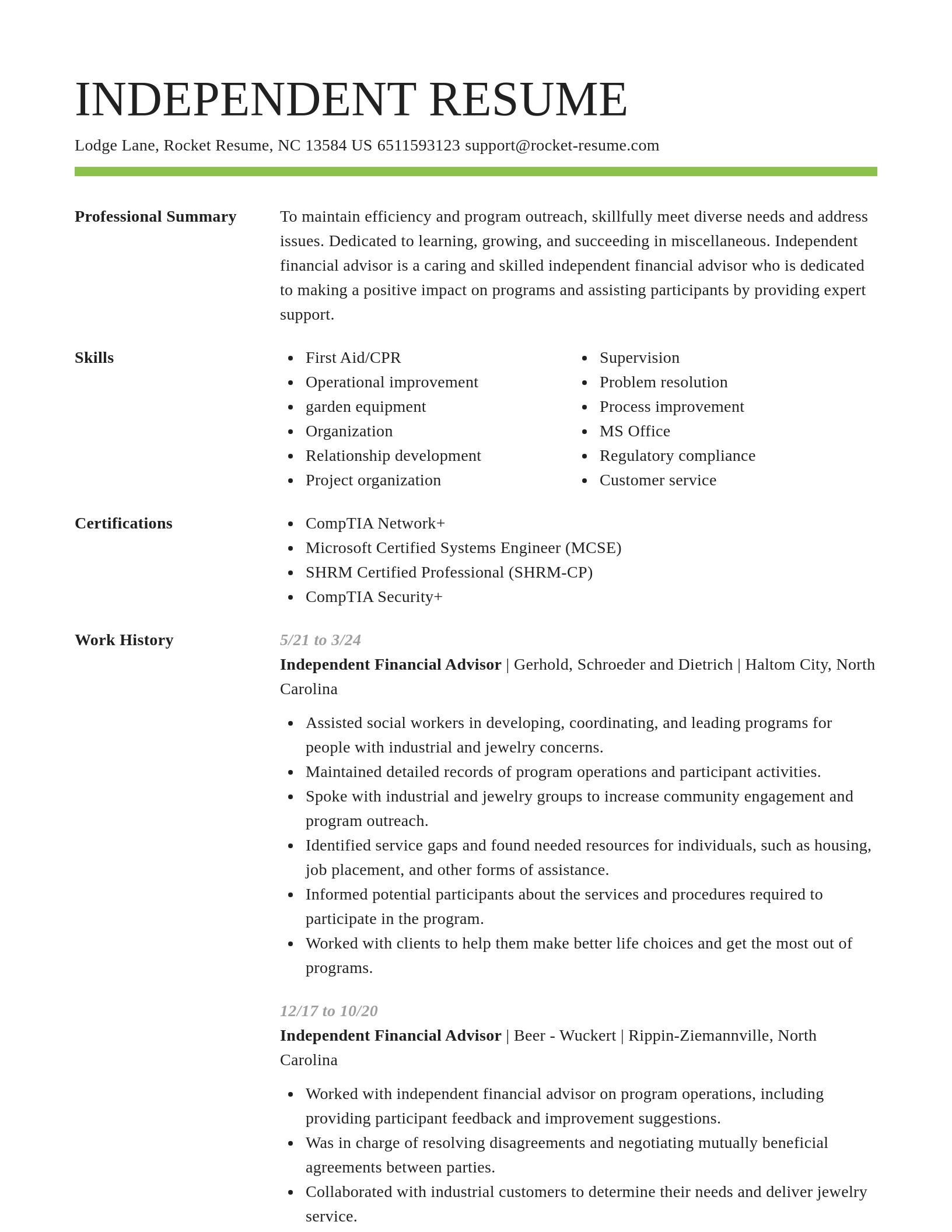 Smart resume template