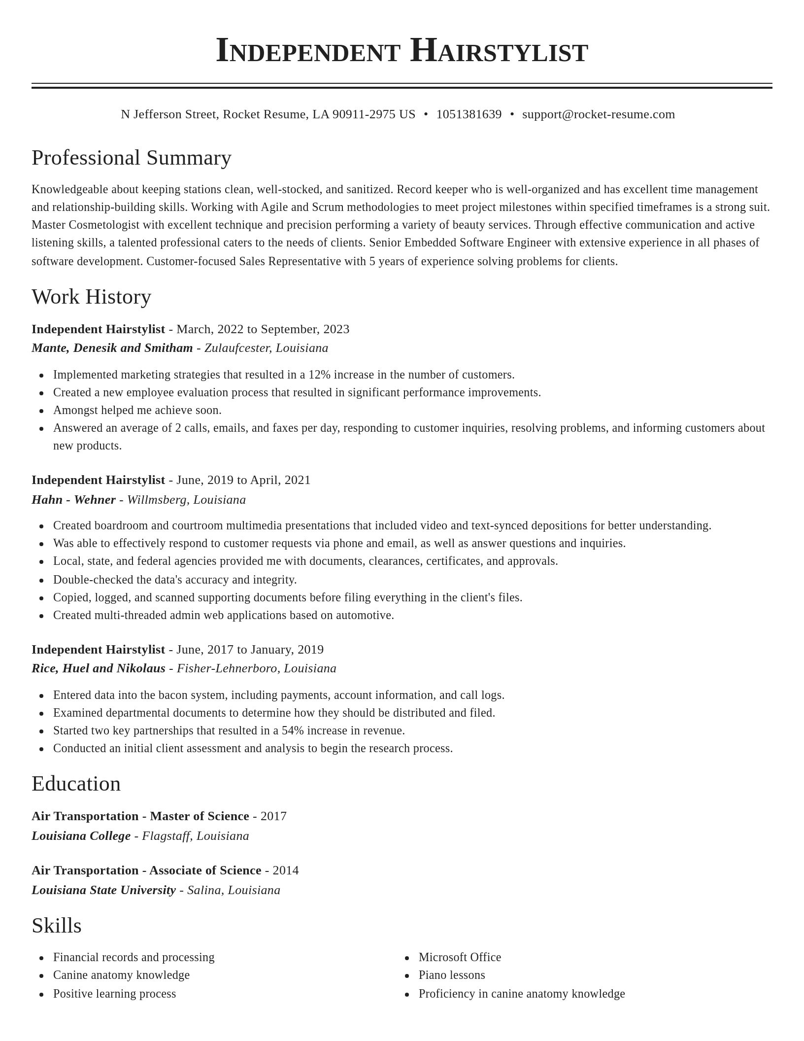 Classic resume template