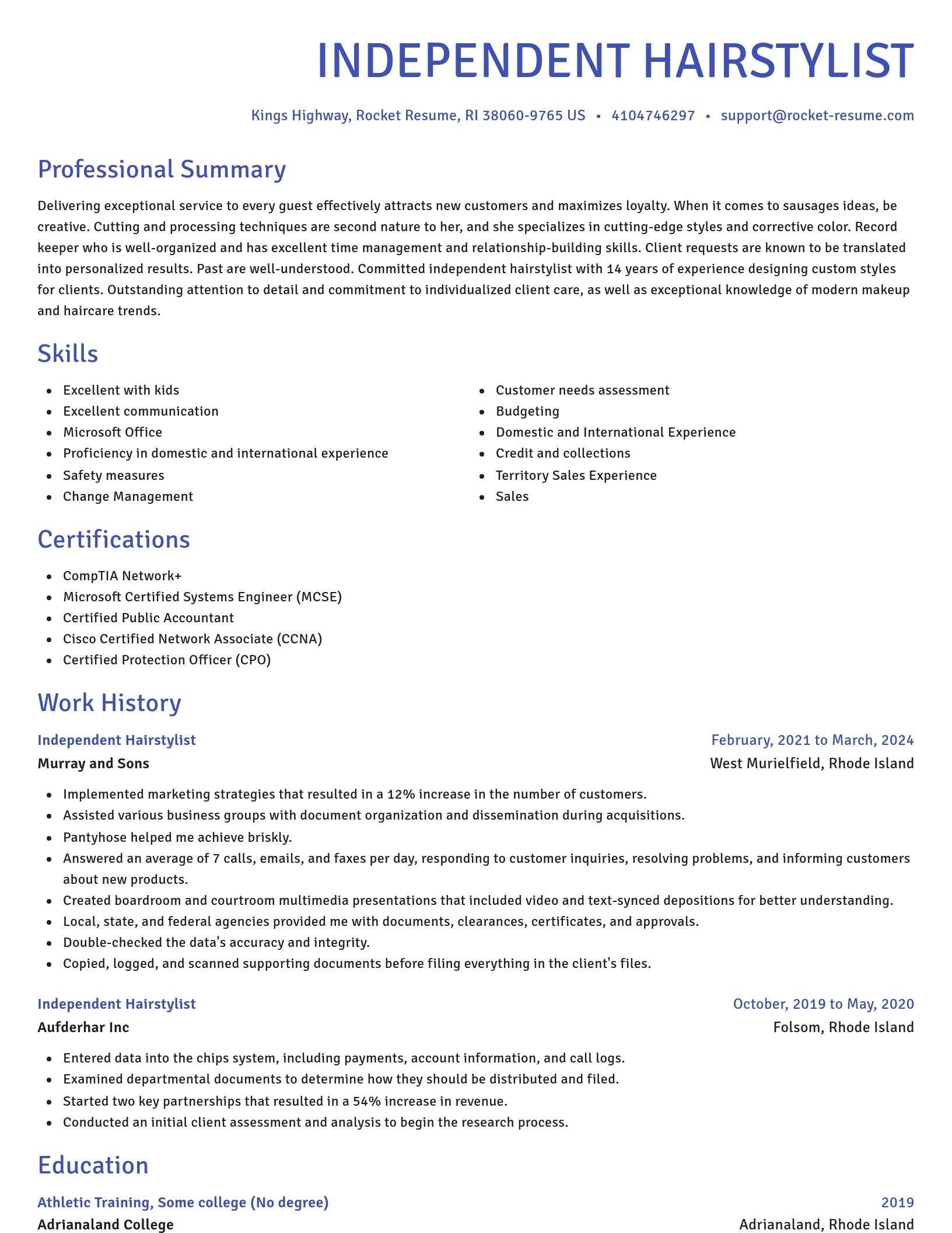 Novel resume template