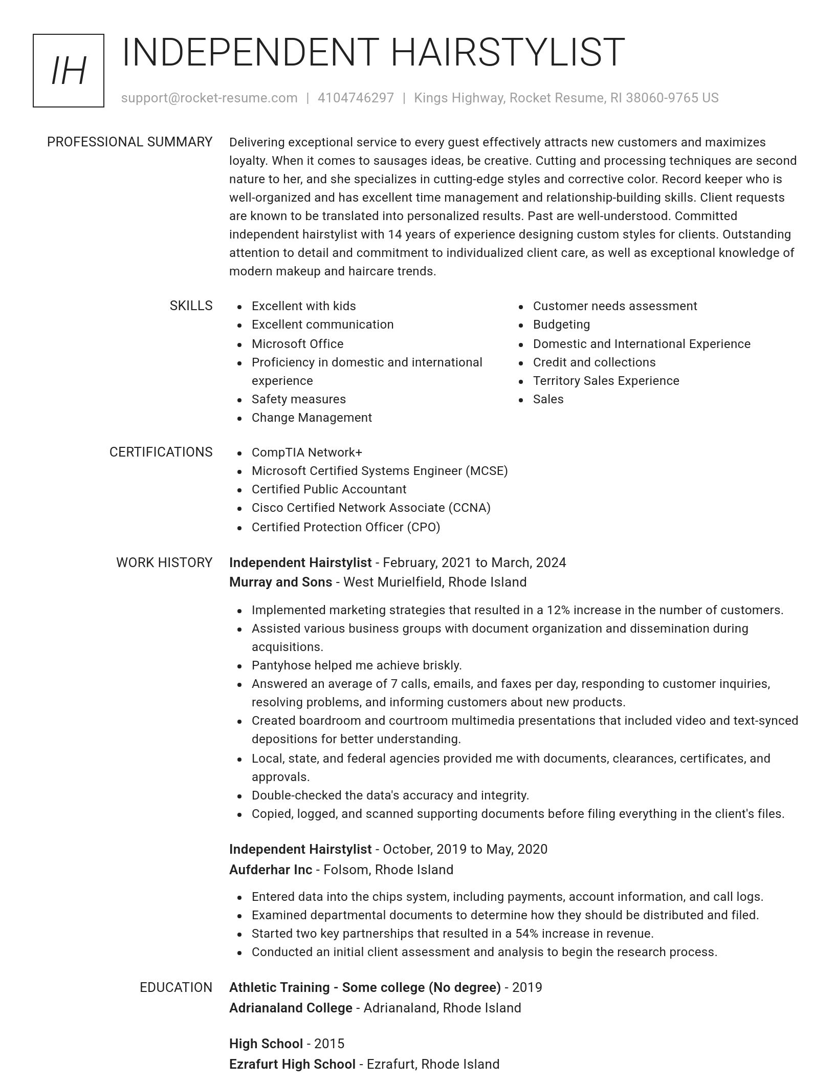 Renowned resume template