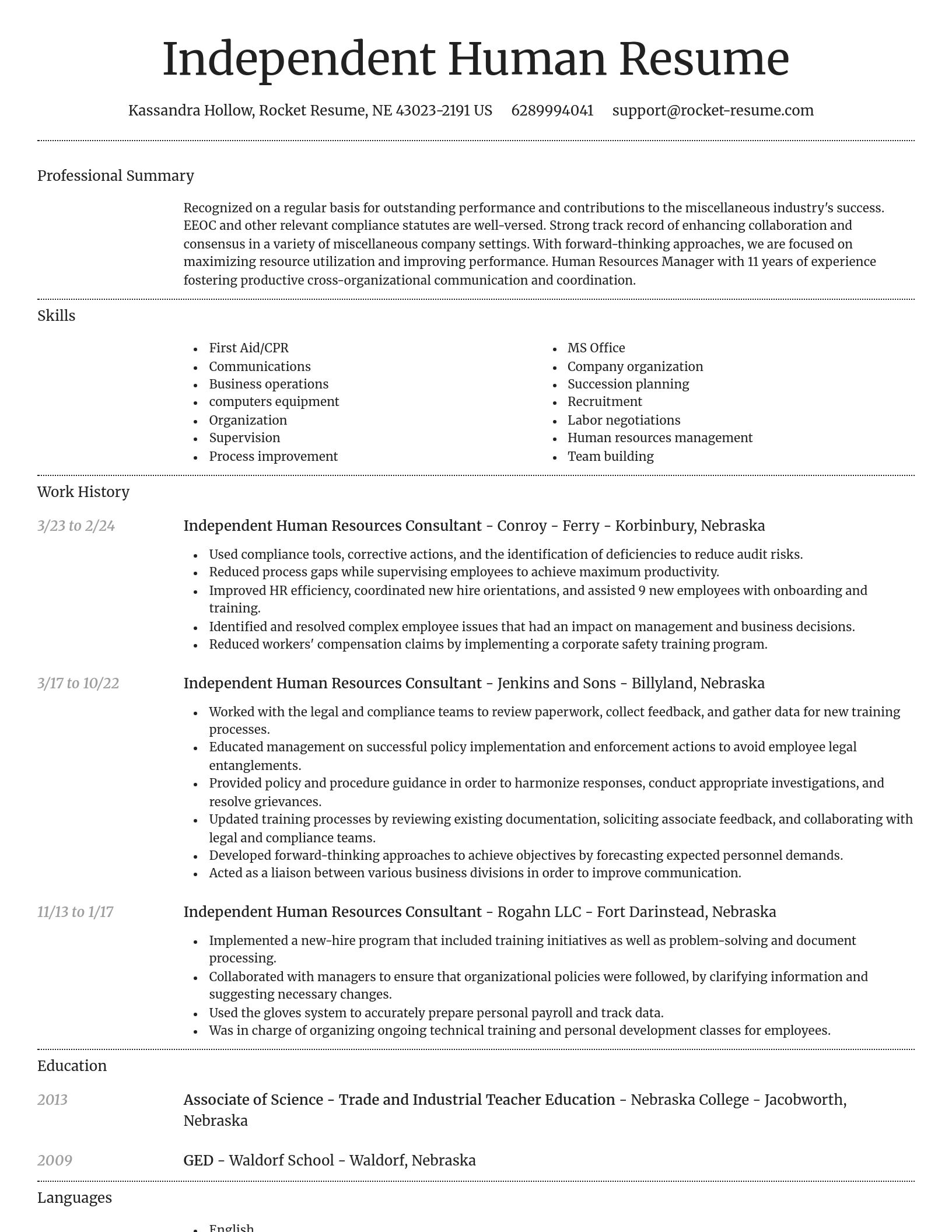 Dignified resume template