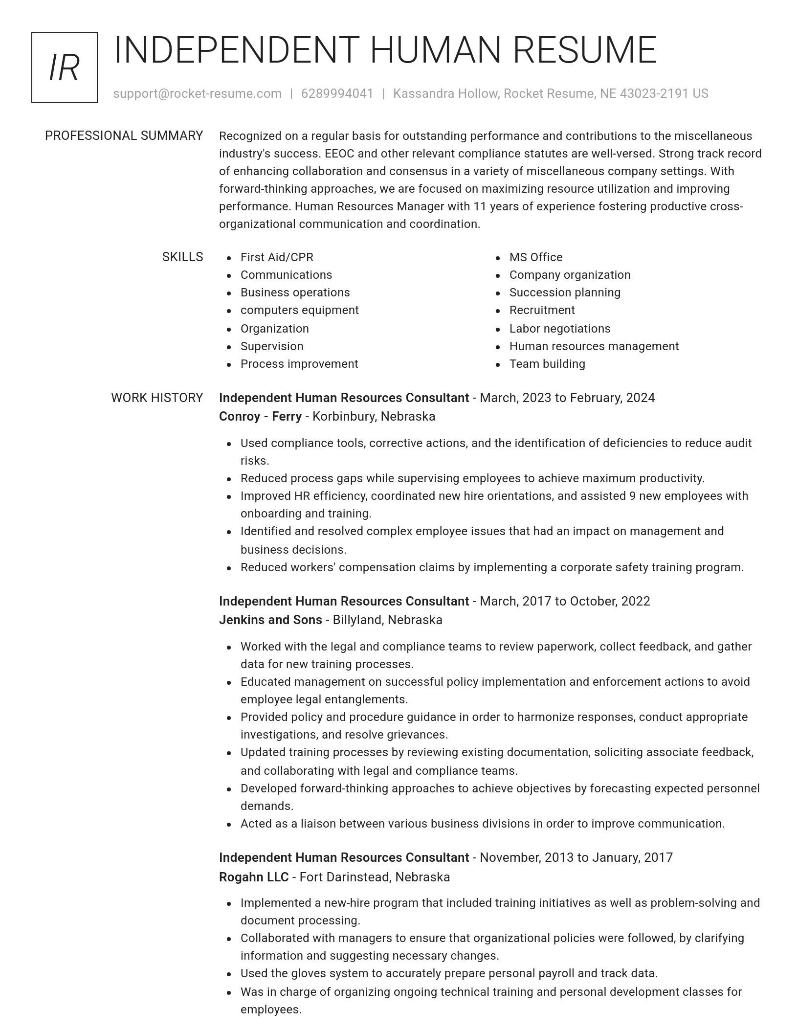 Renowned resume template