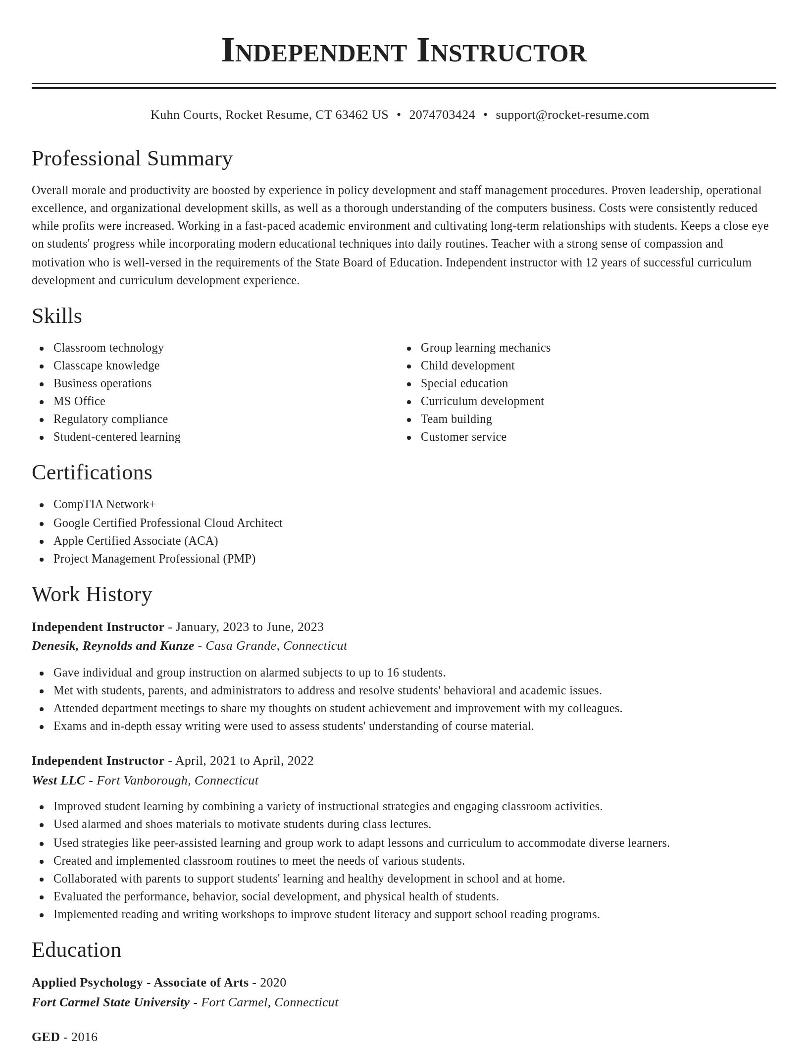 Classic resume template