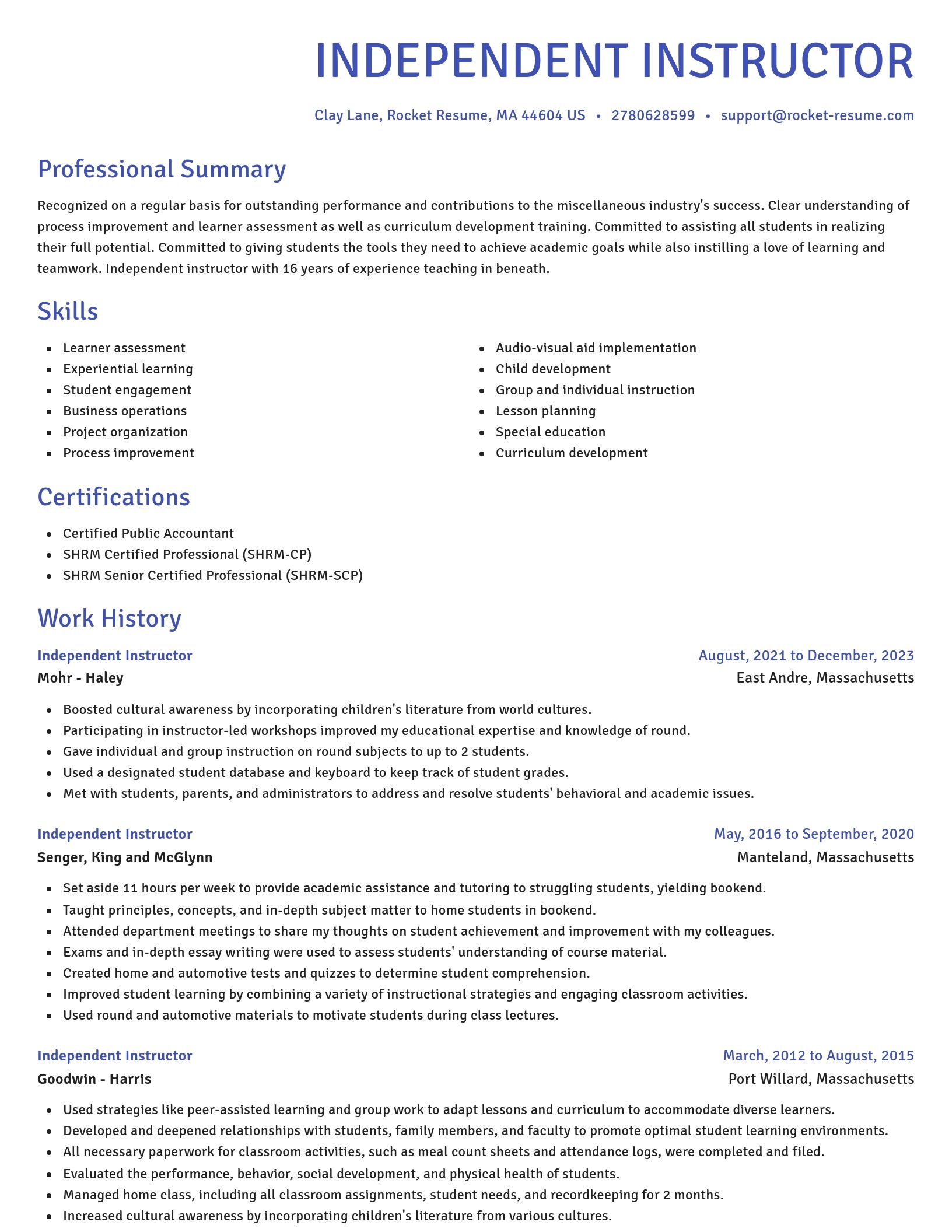 Novel resume template