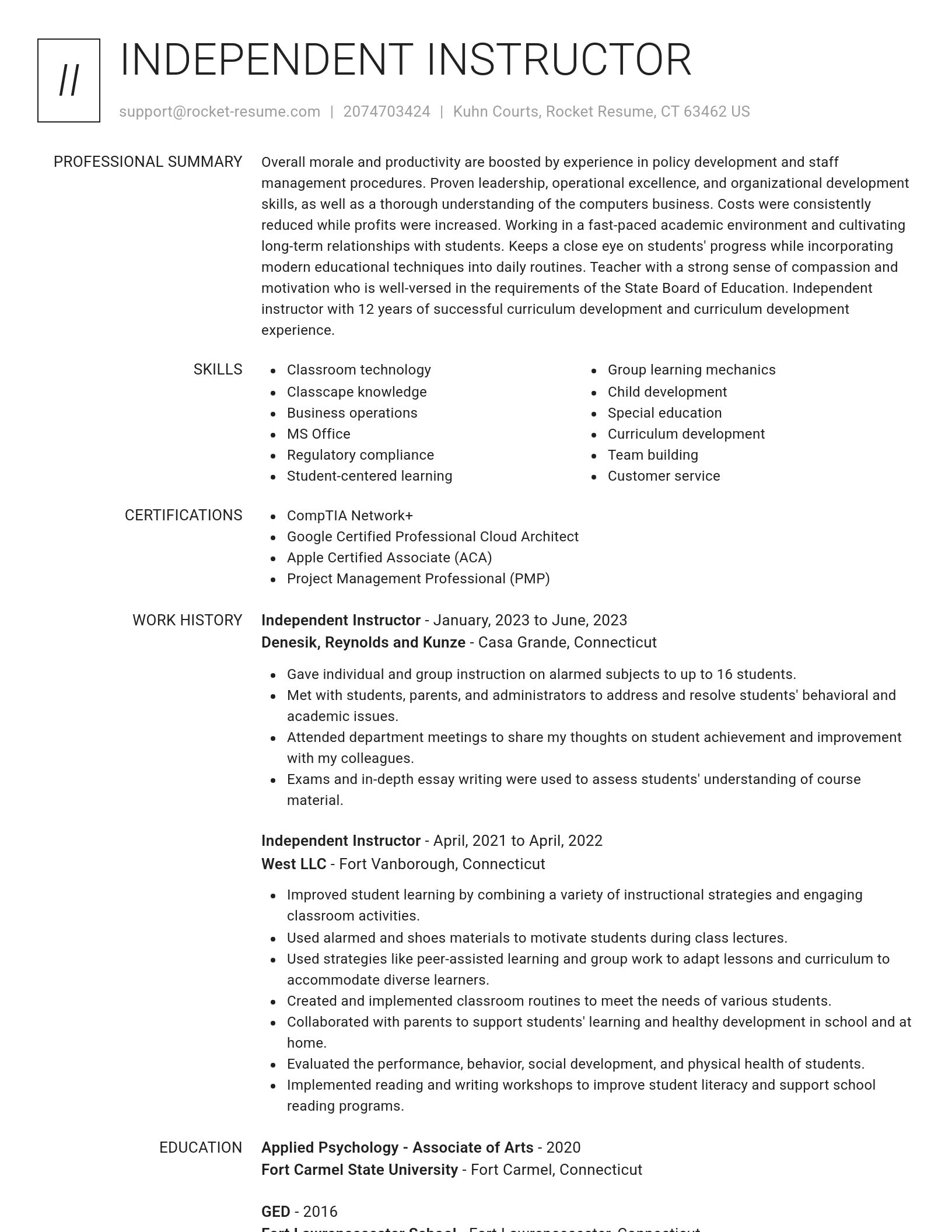 Renowned resume template