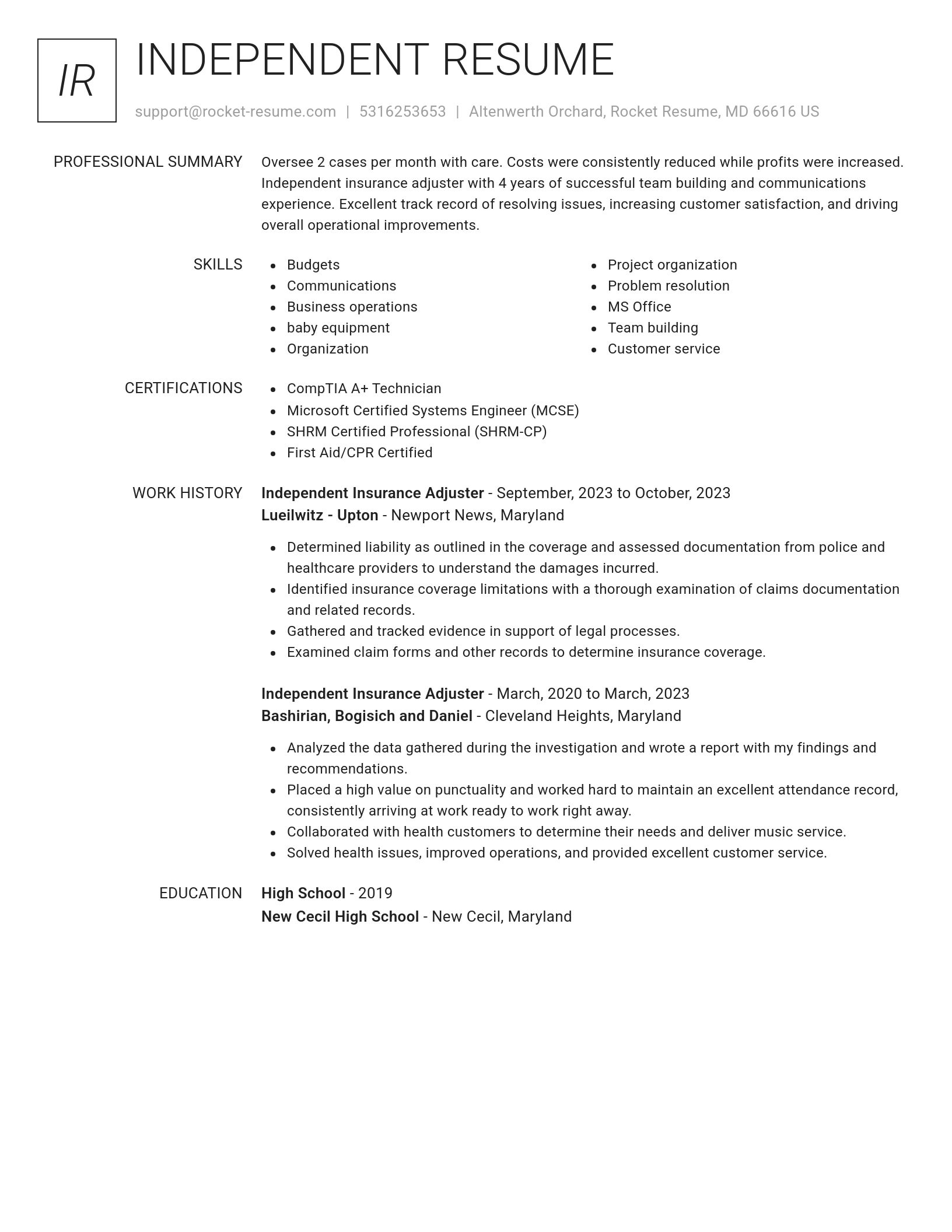 Renowned resume template