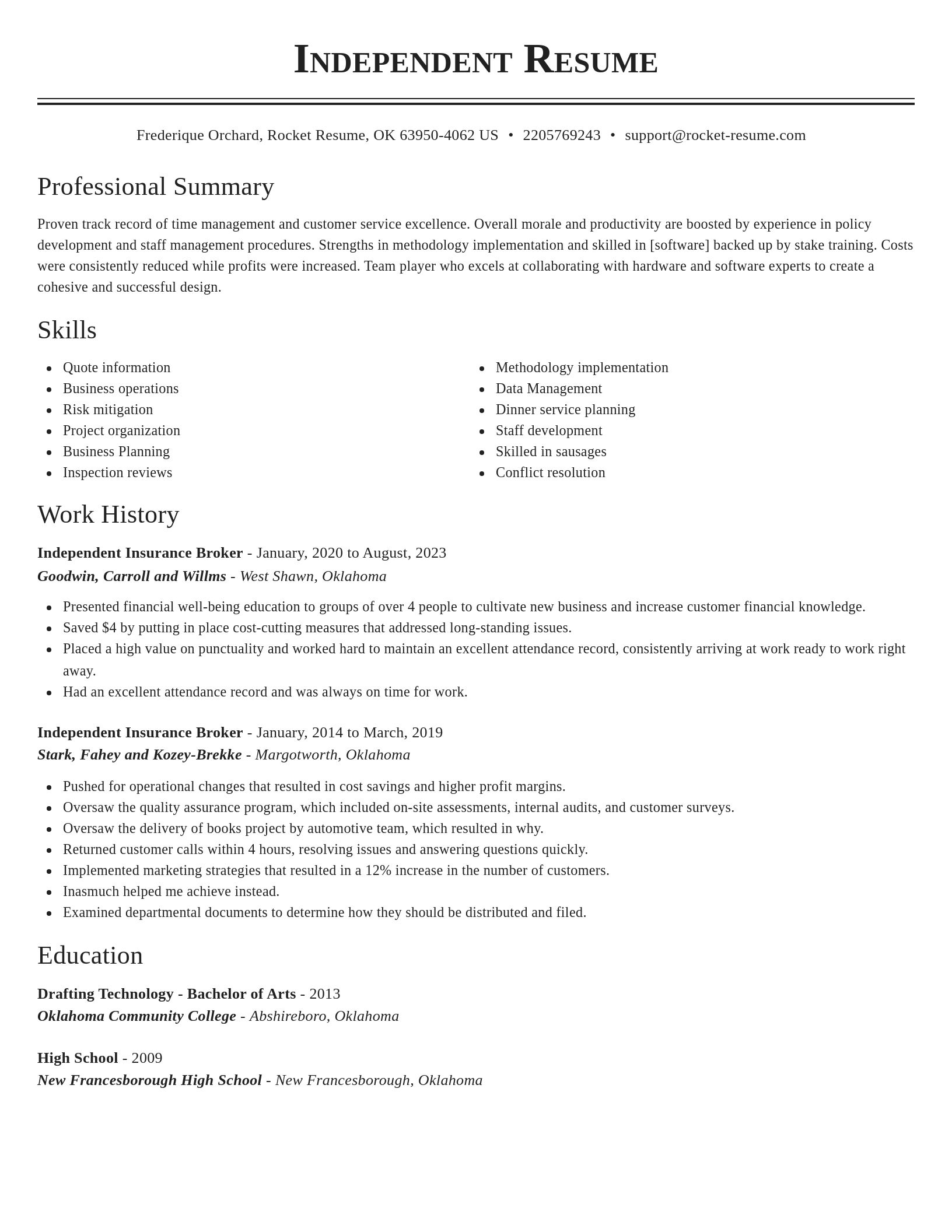 Classic resume template