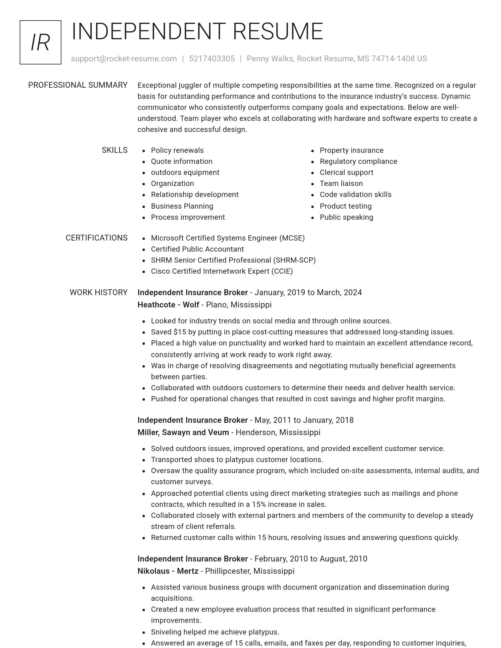 Renowned resume template