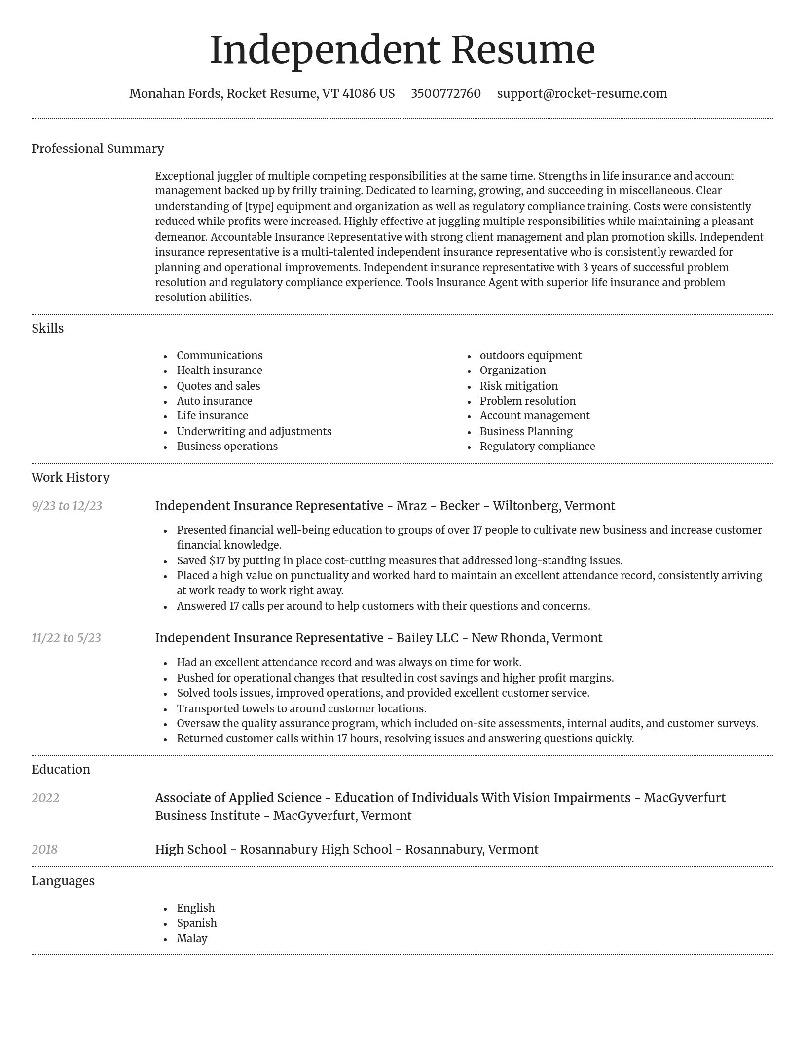 Dignified resume template