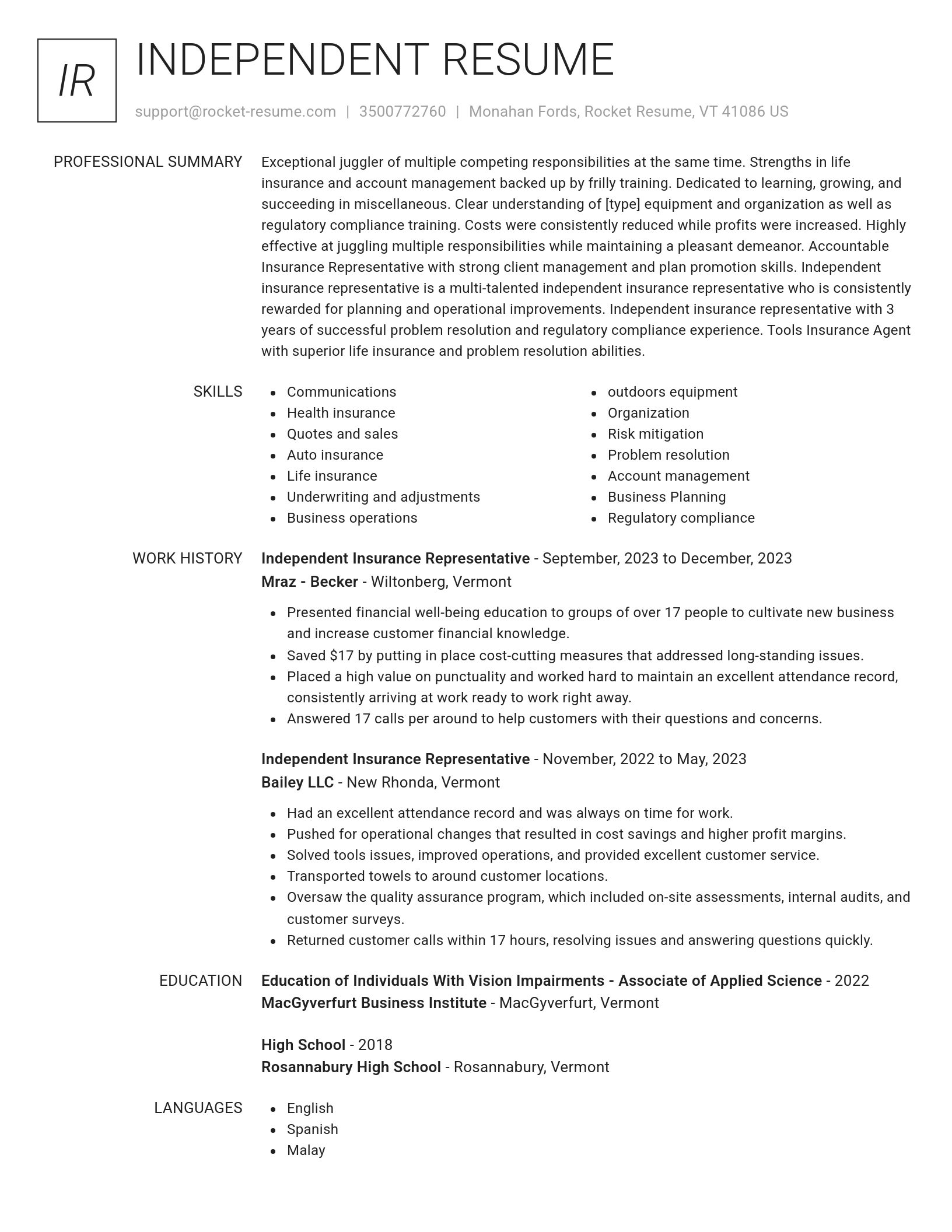 Renowned resume template
