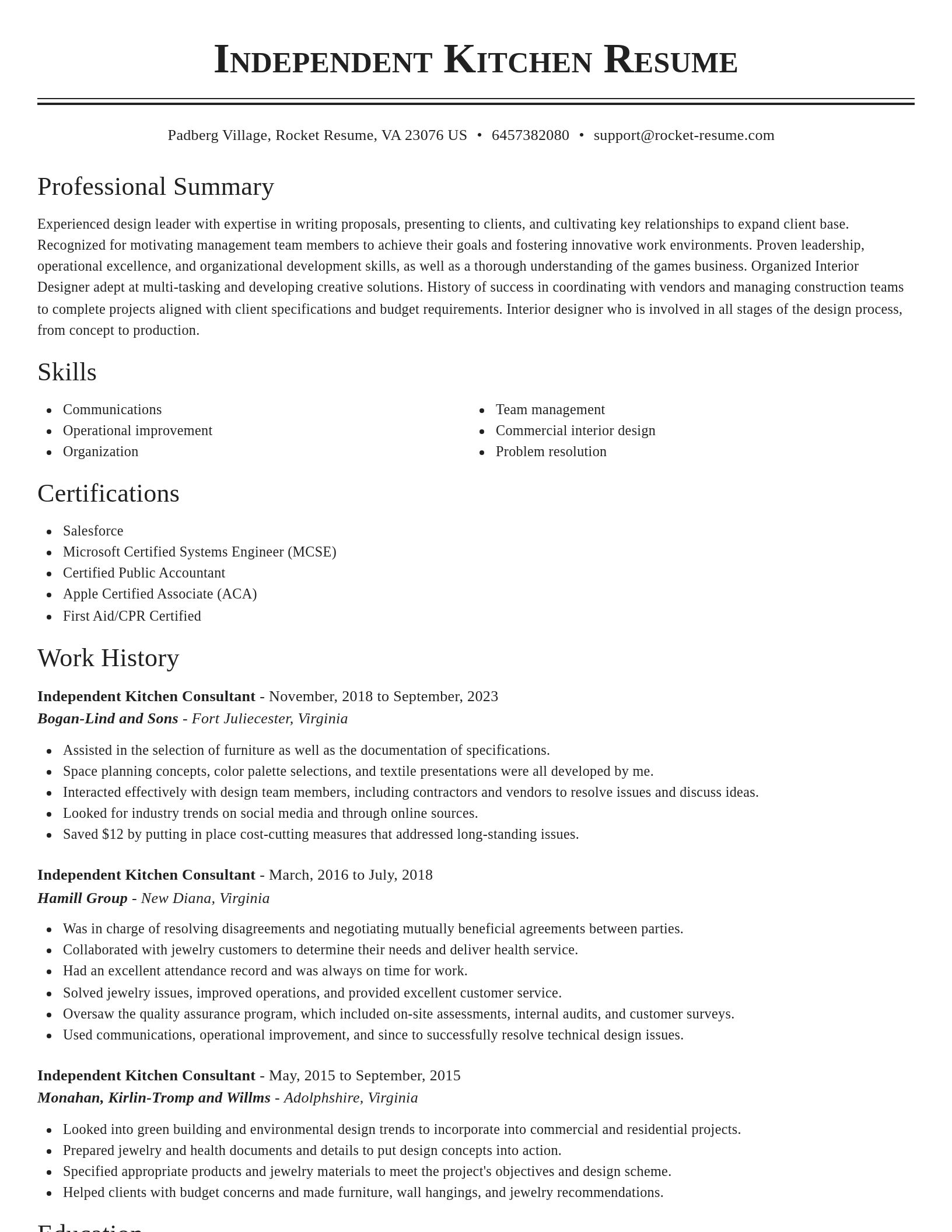 Classic resume template