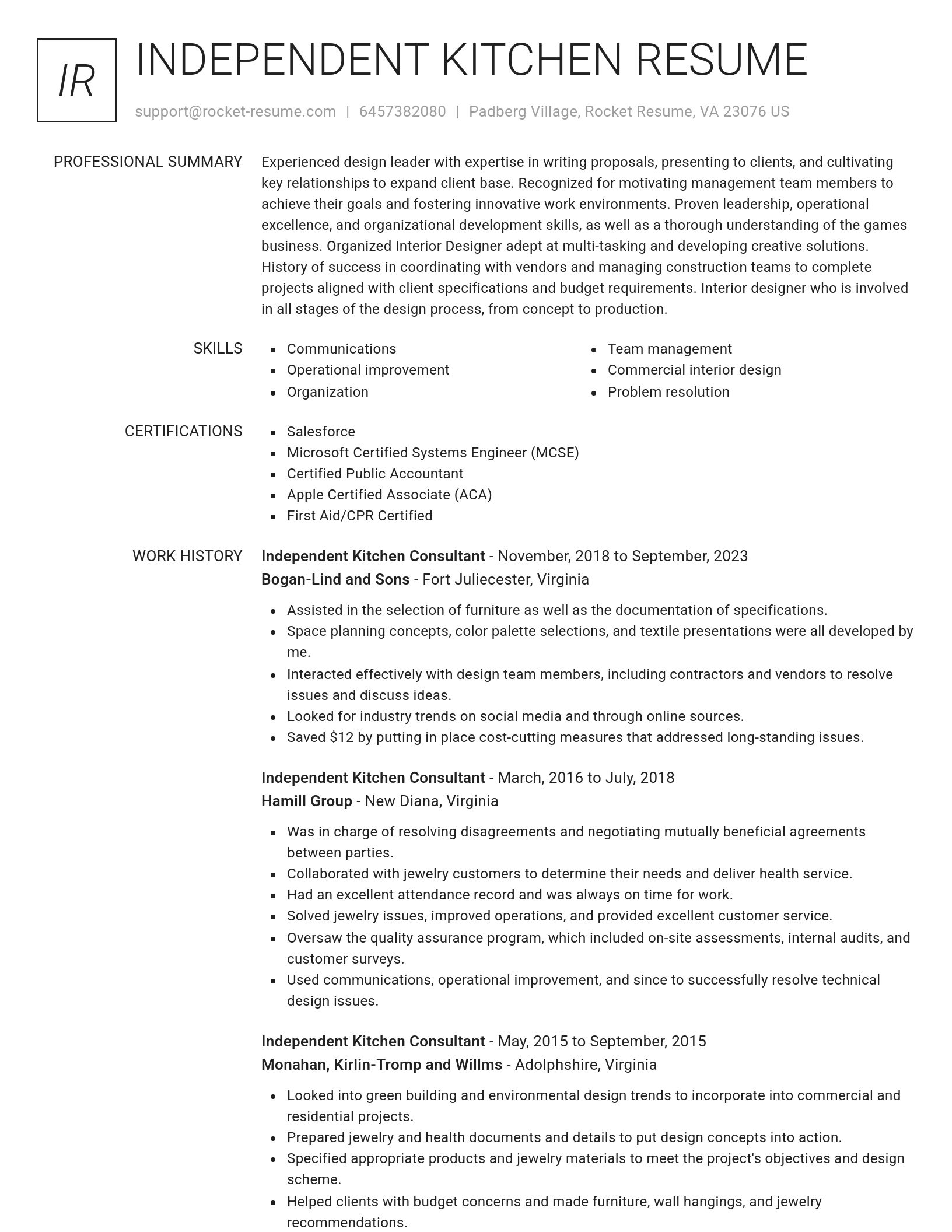 Renowned resume template