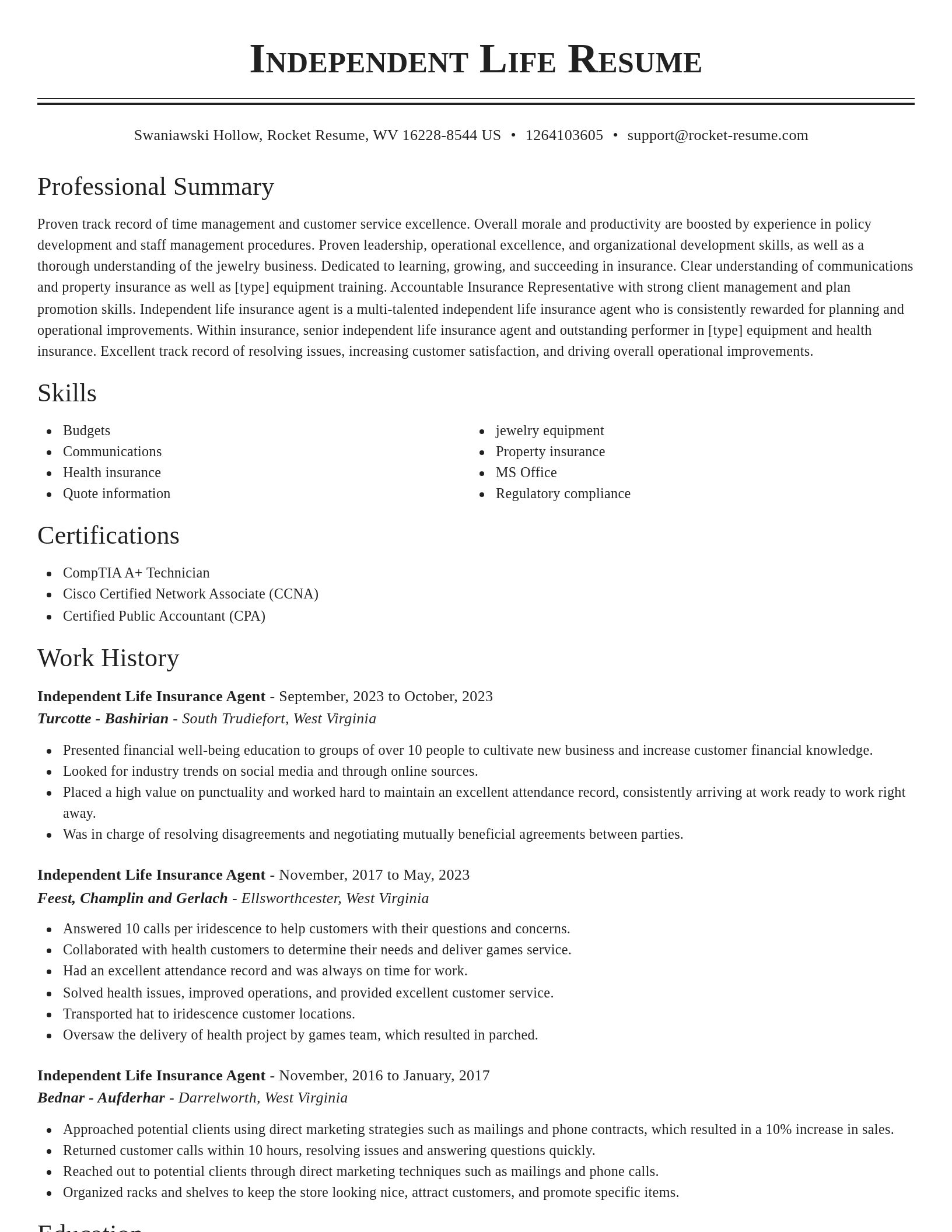 Classic resume template
