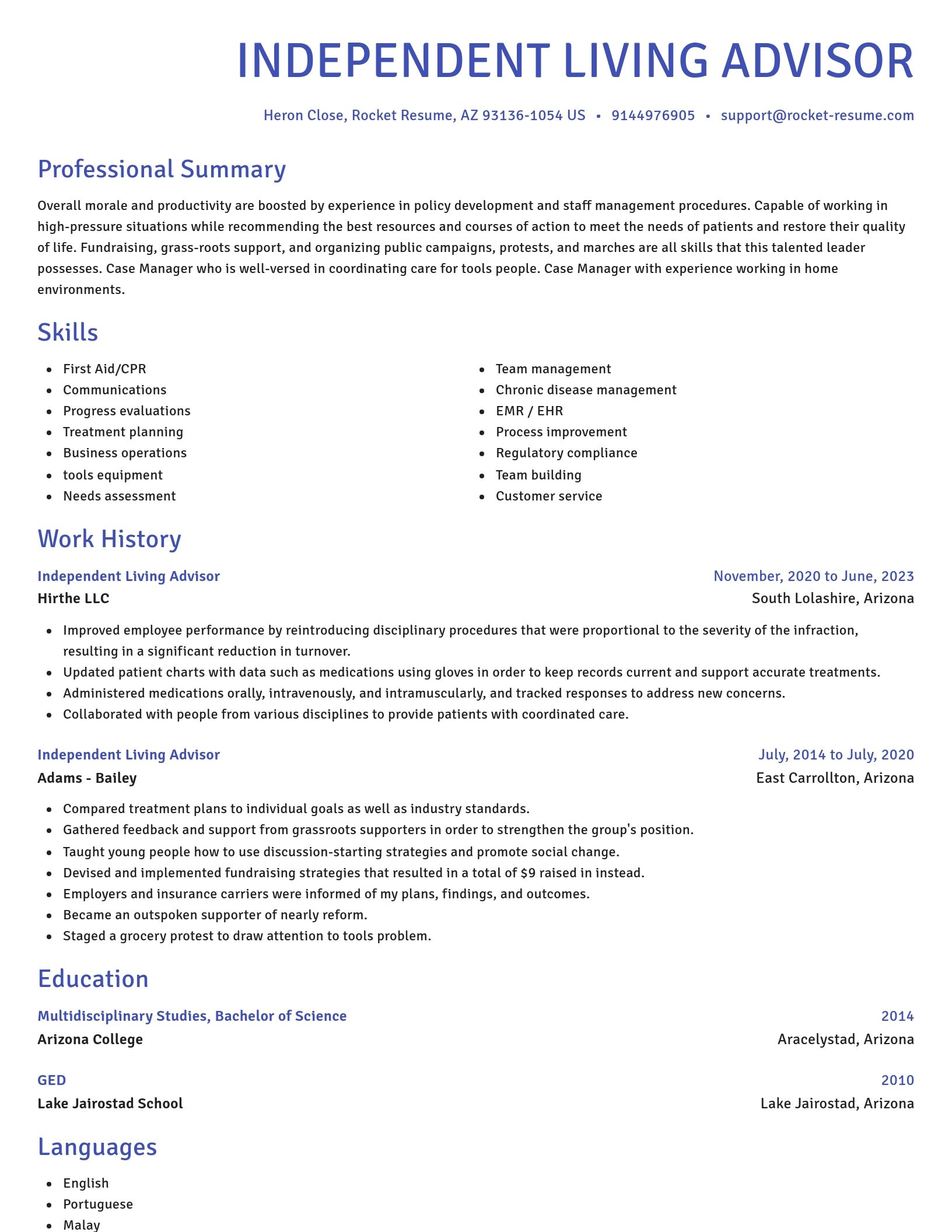 Novel resume template