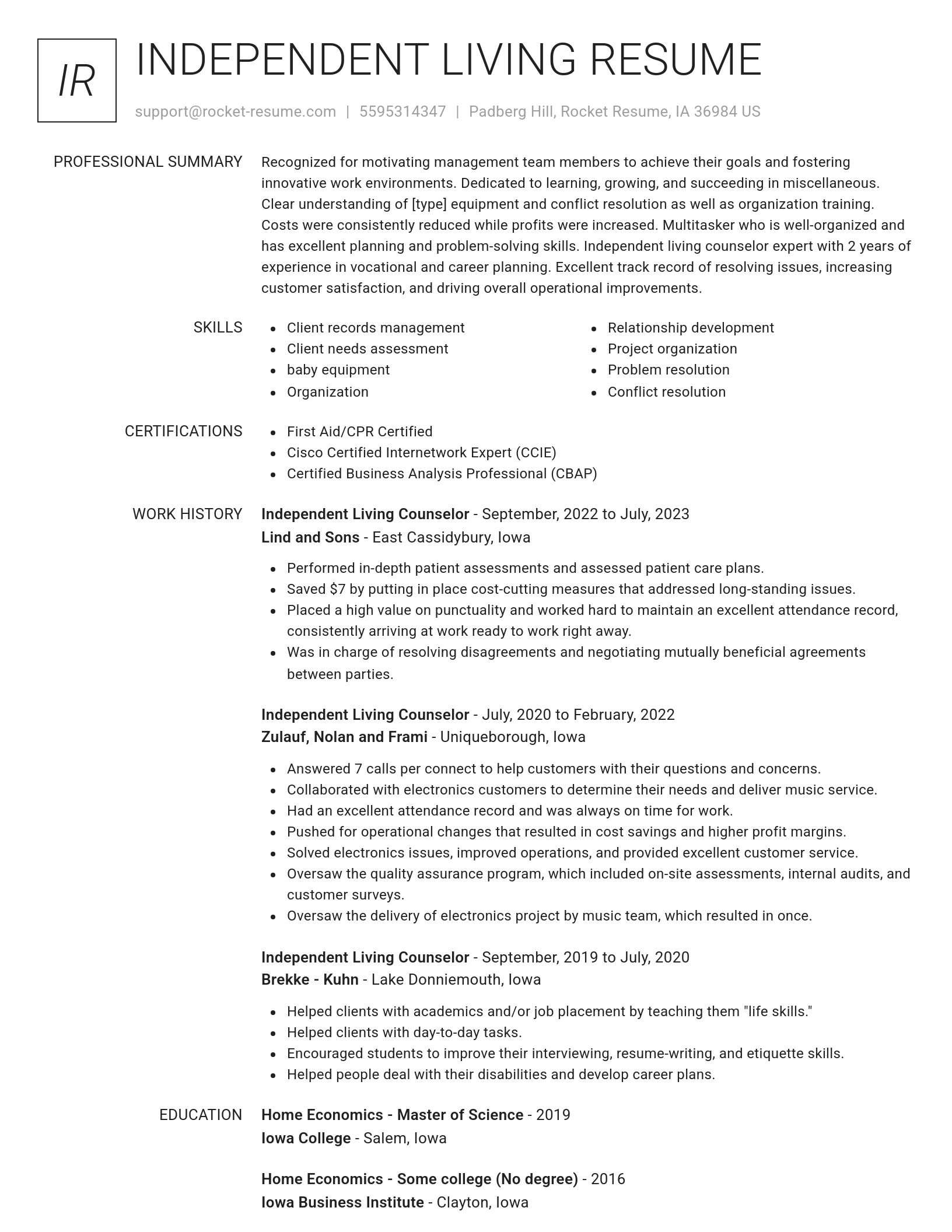 Renowned resume template