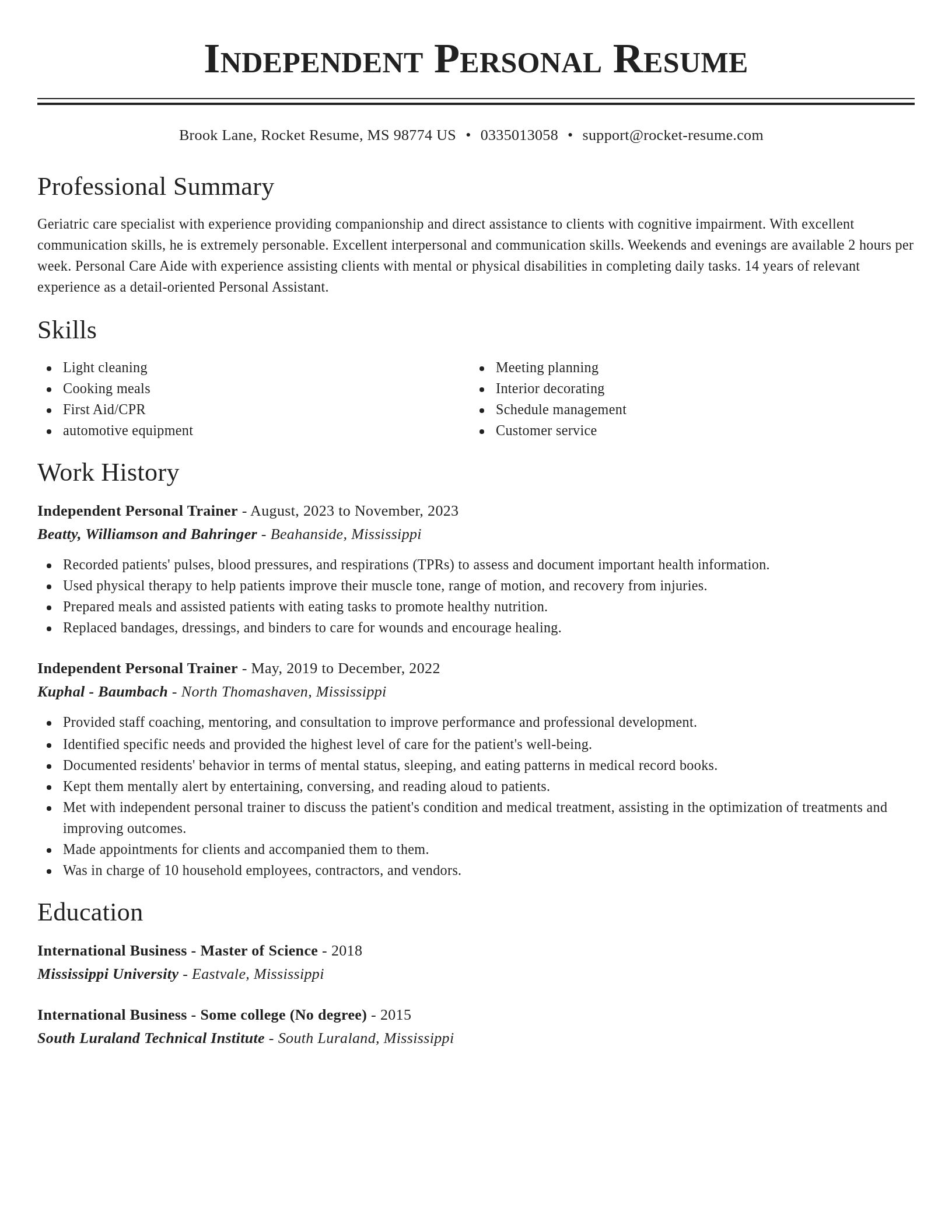 Classic resume template