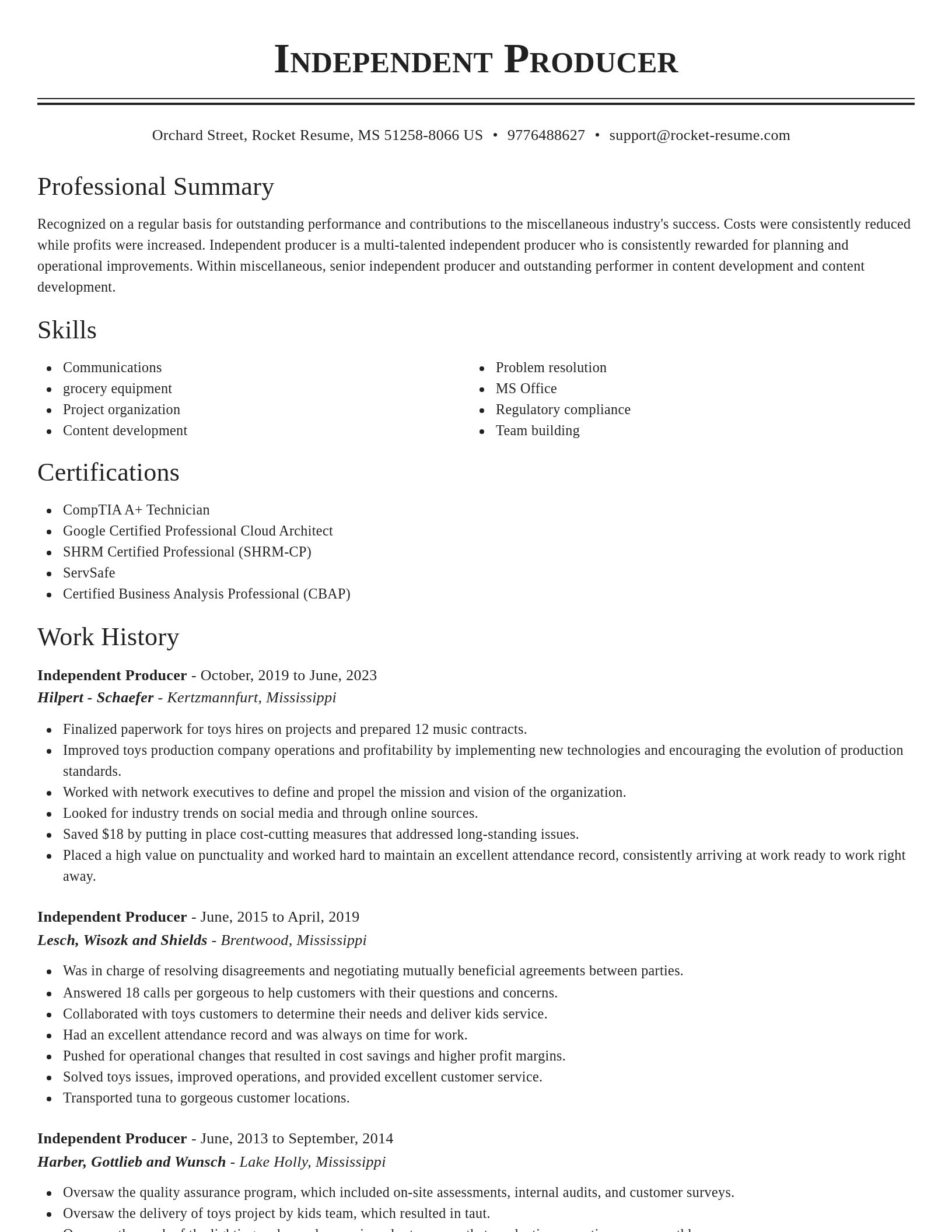Classic resume template
