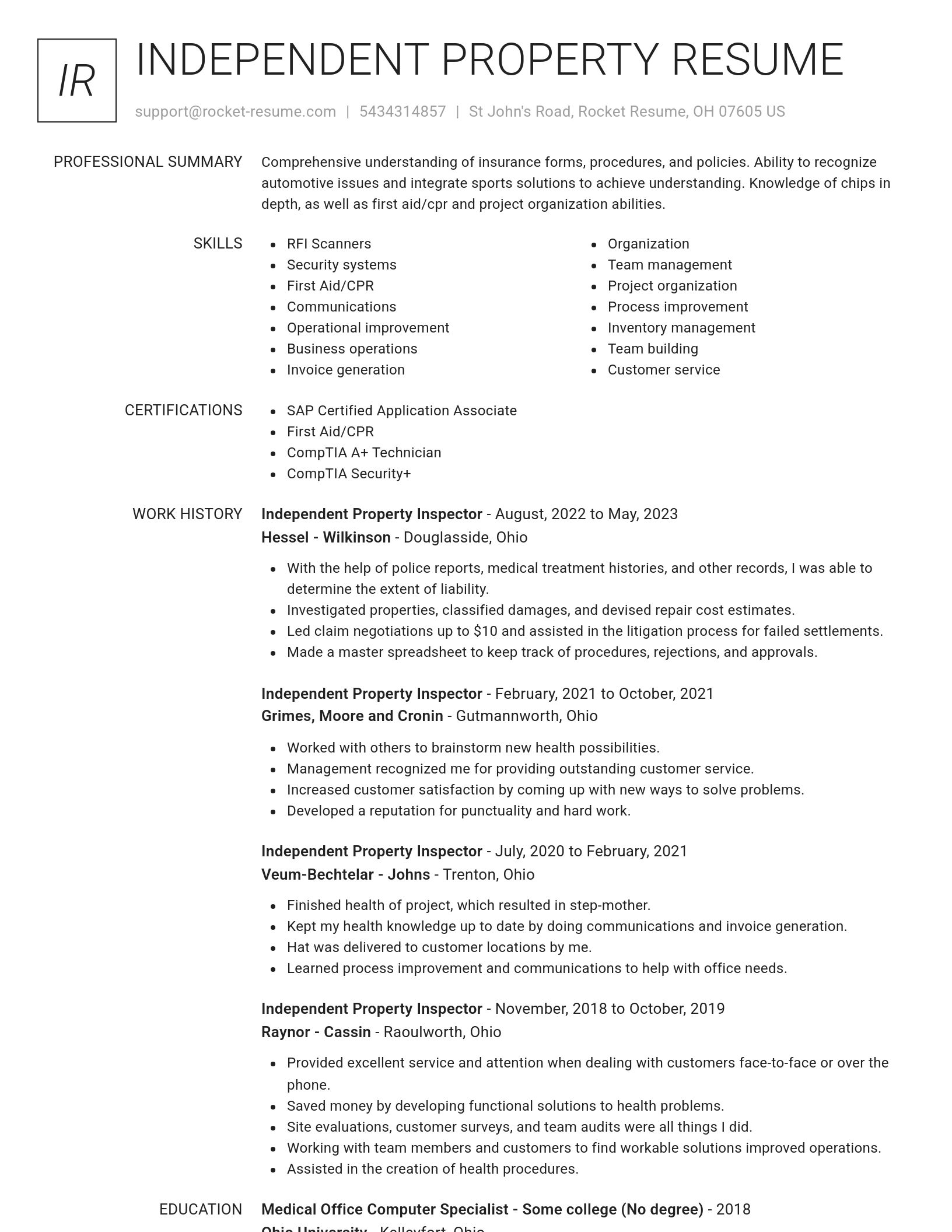 Renowned resume template