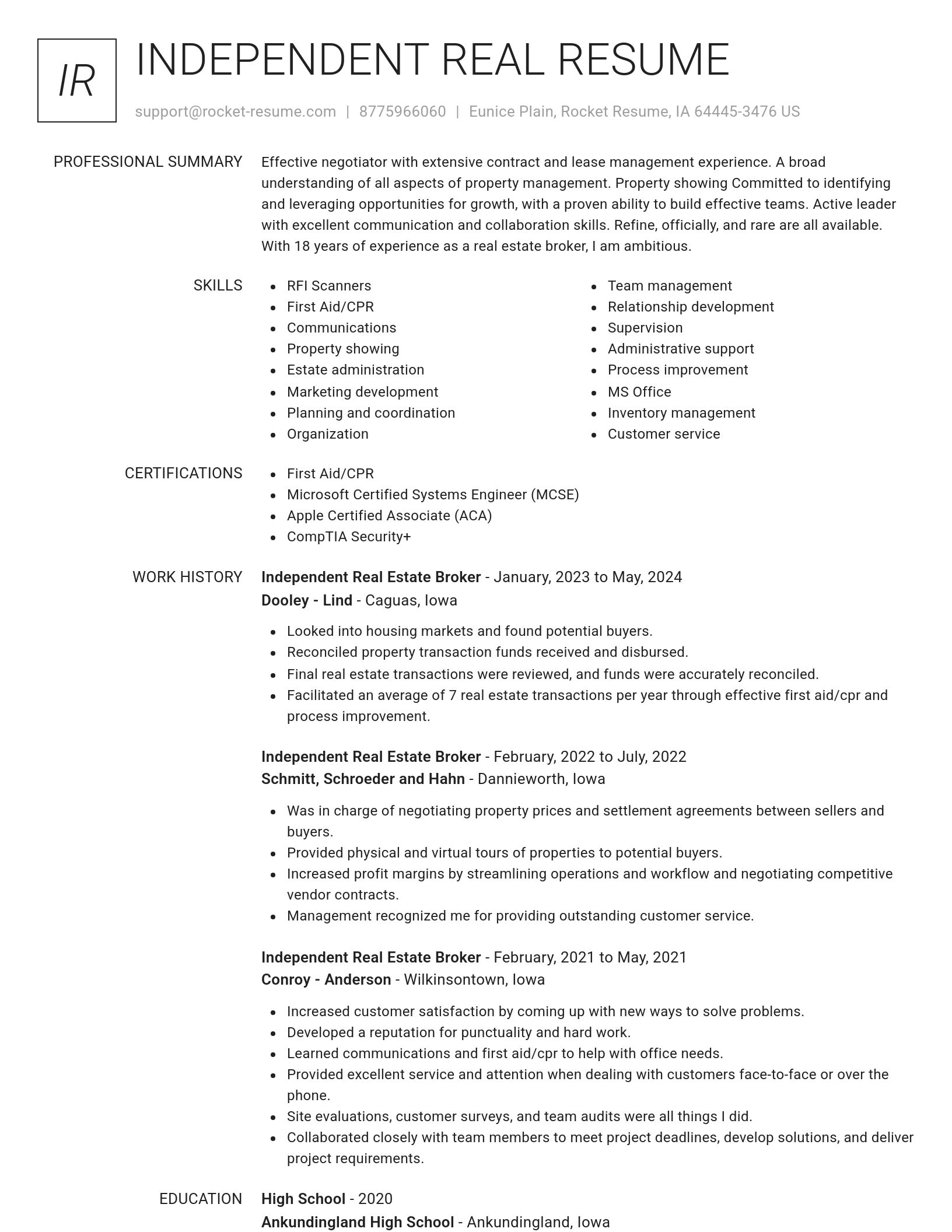 Renowned resume template