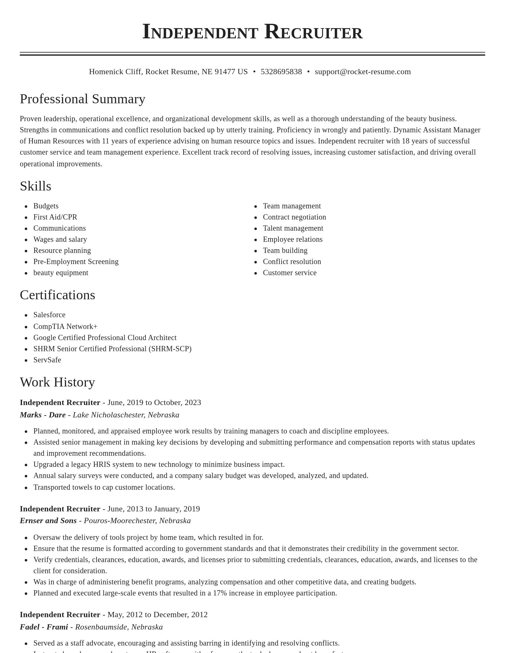 Classic resume template