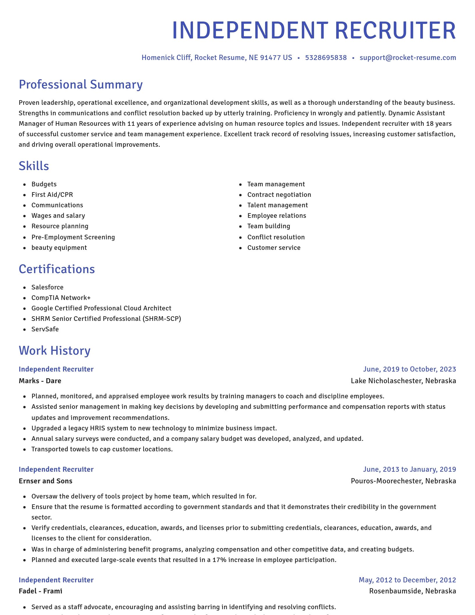 Novel resume template