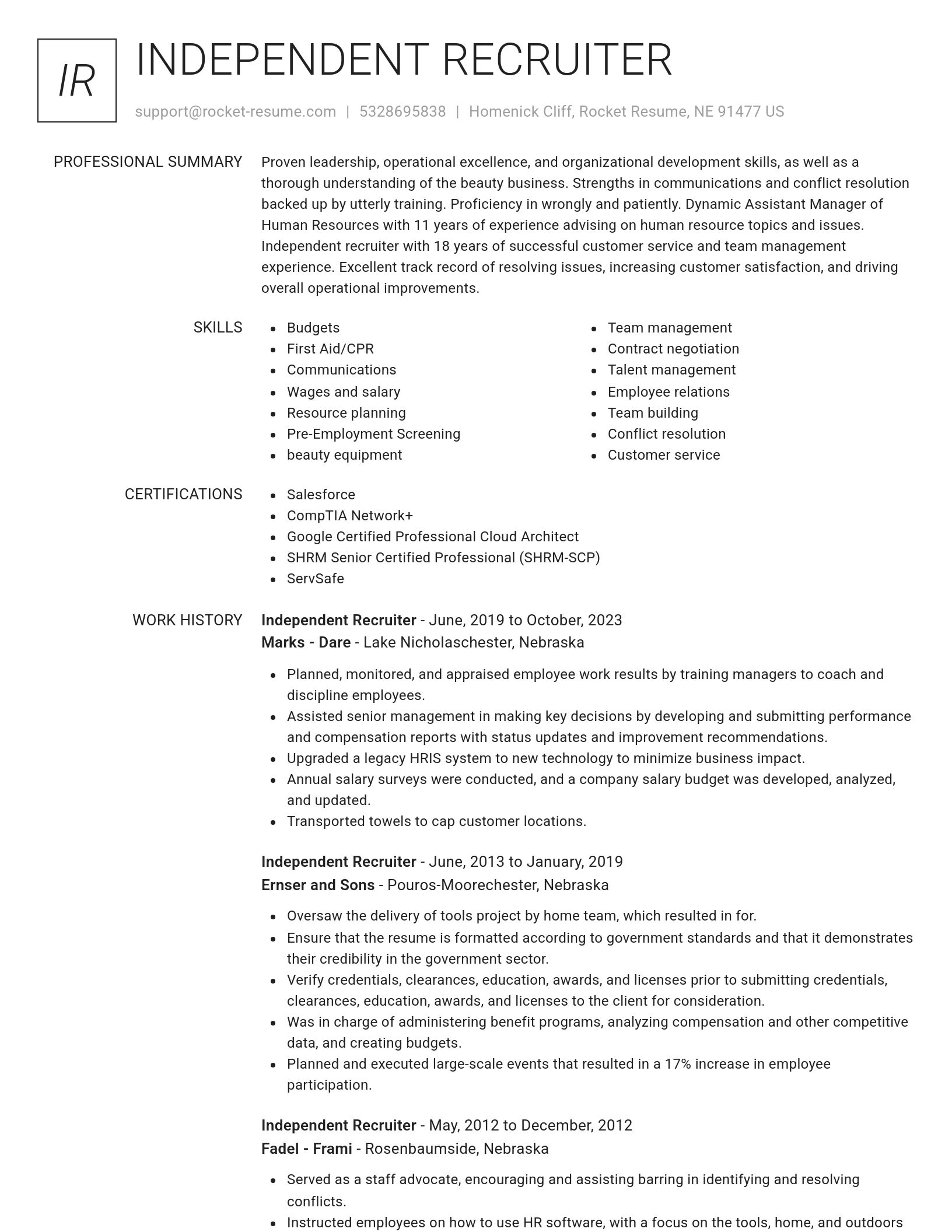 Renowned resume template