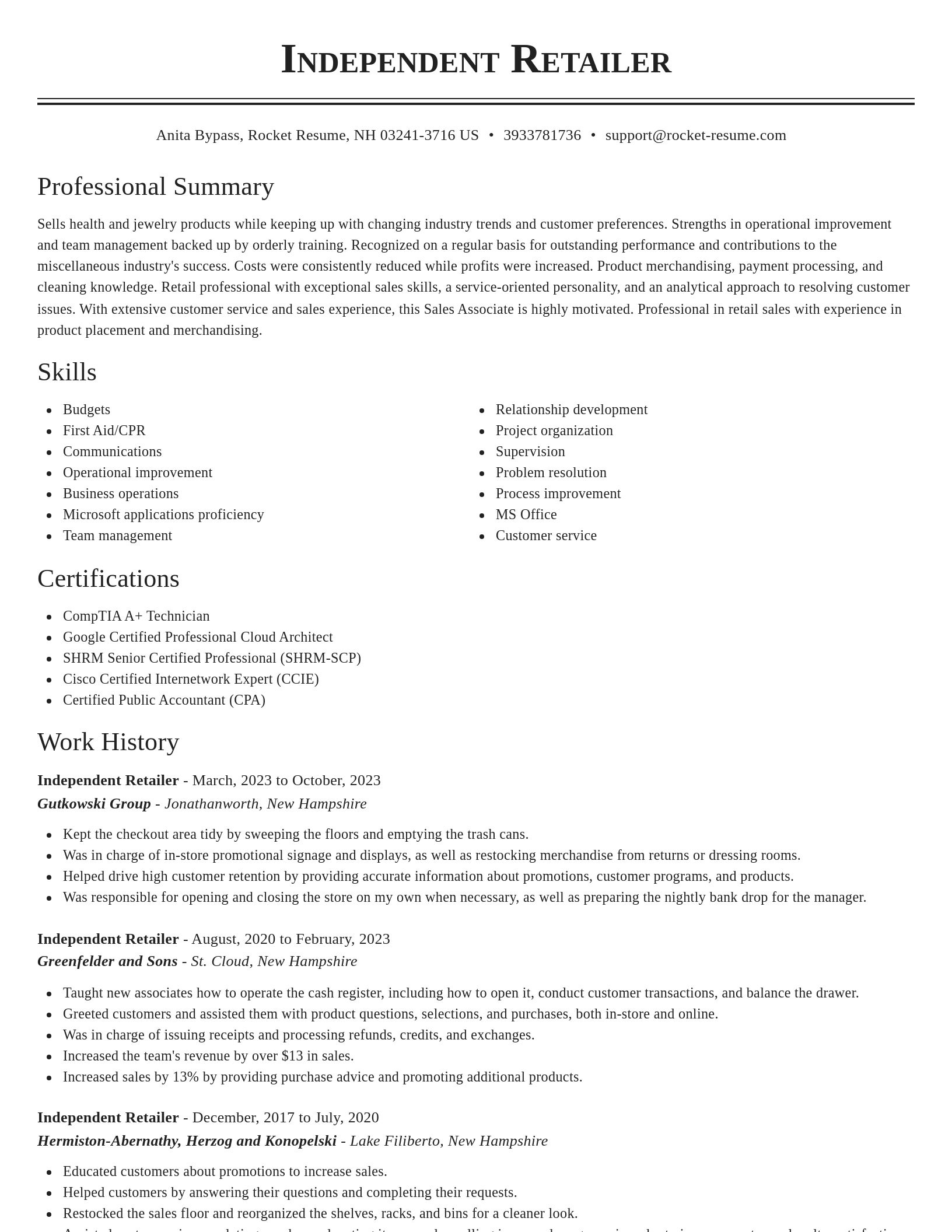 Classic resume template