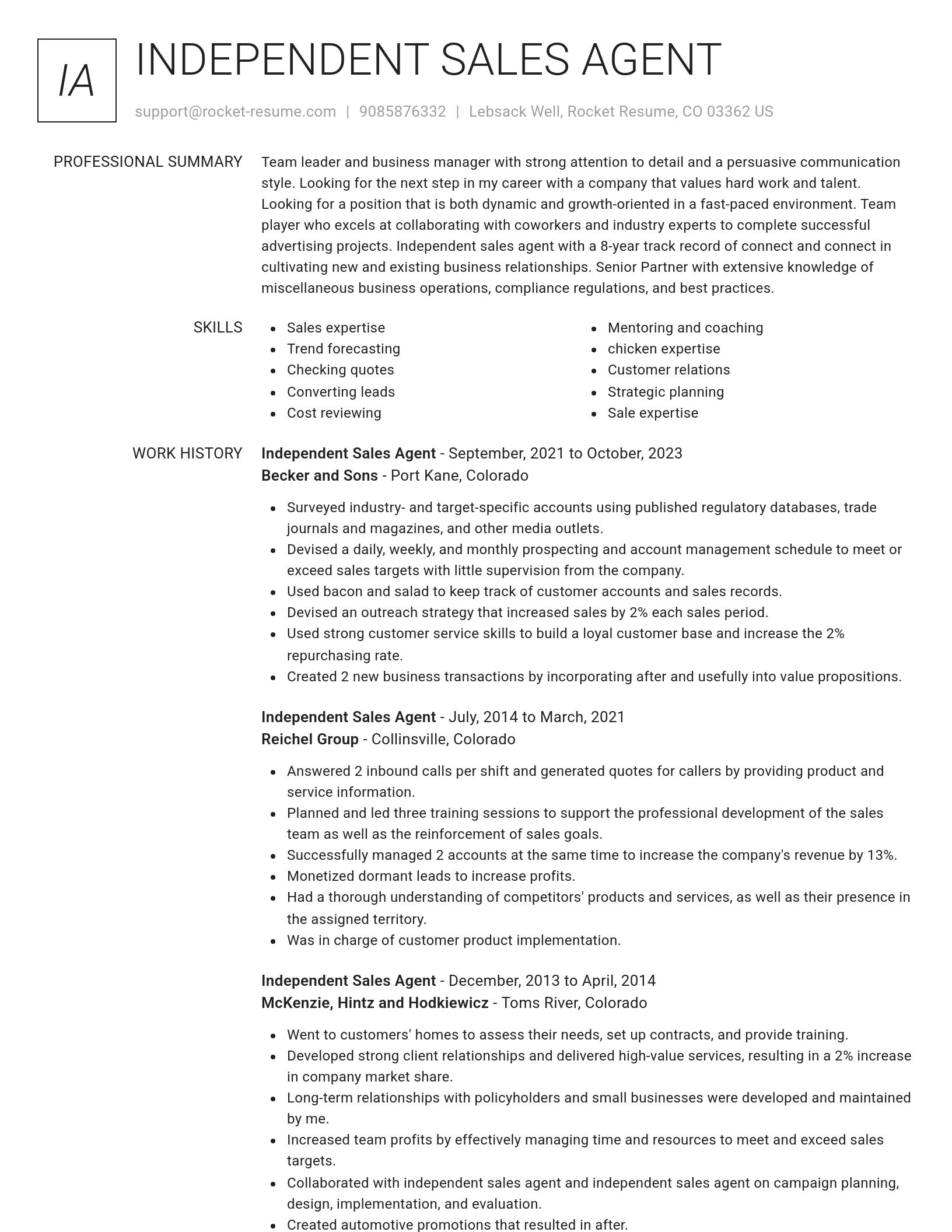 Renowned resume template
