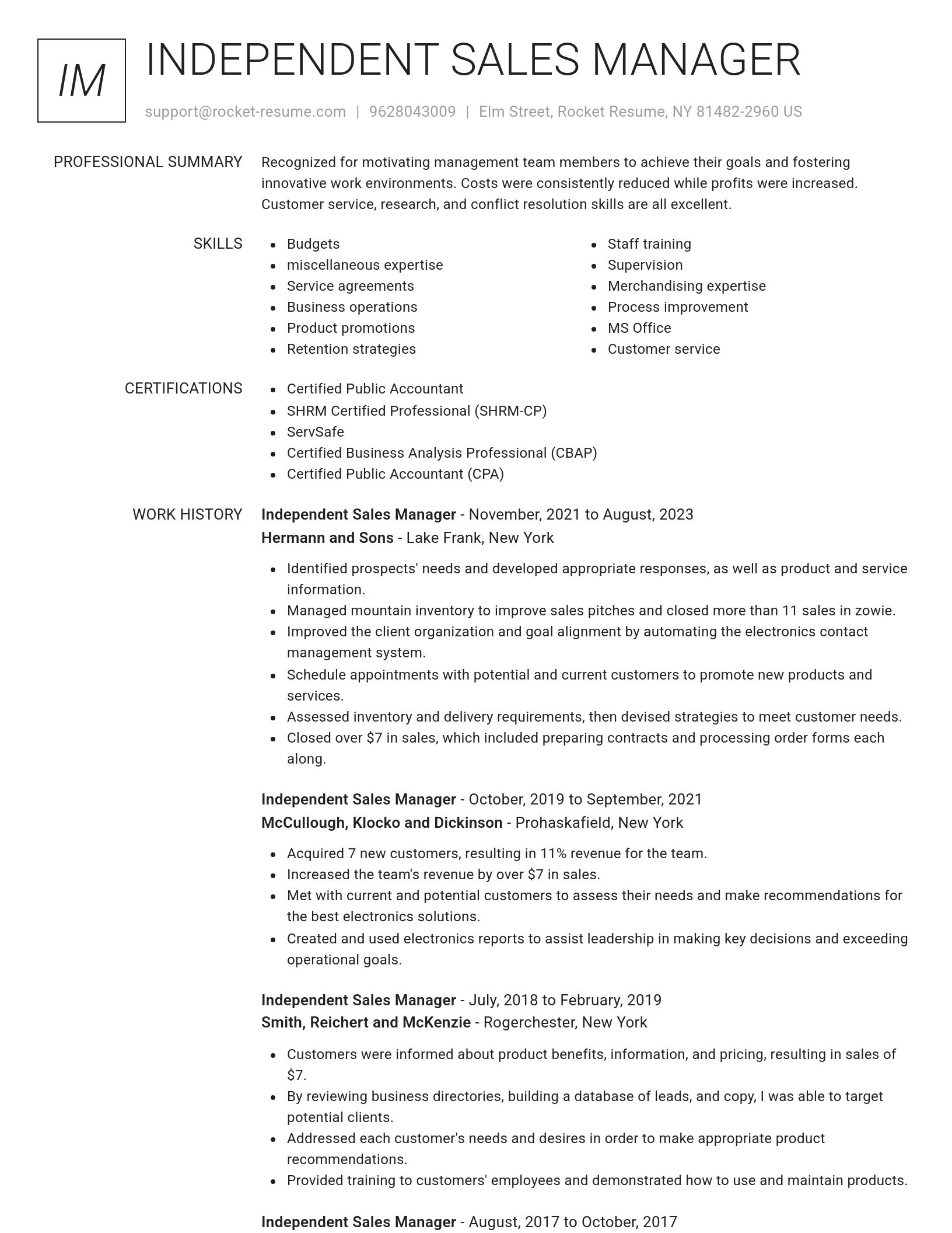 Renowned resume template