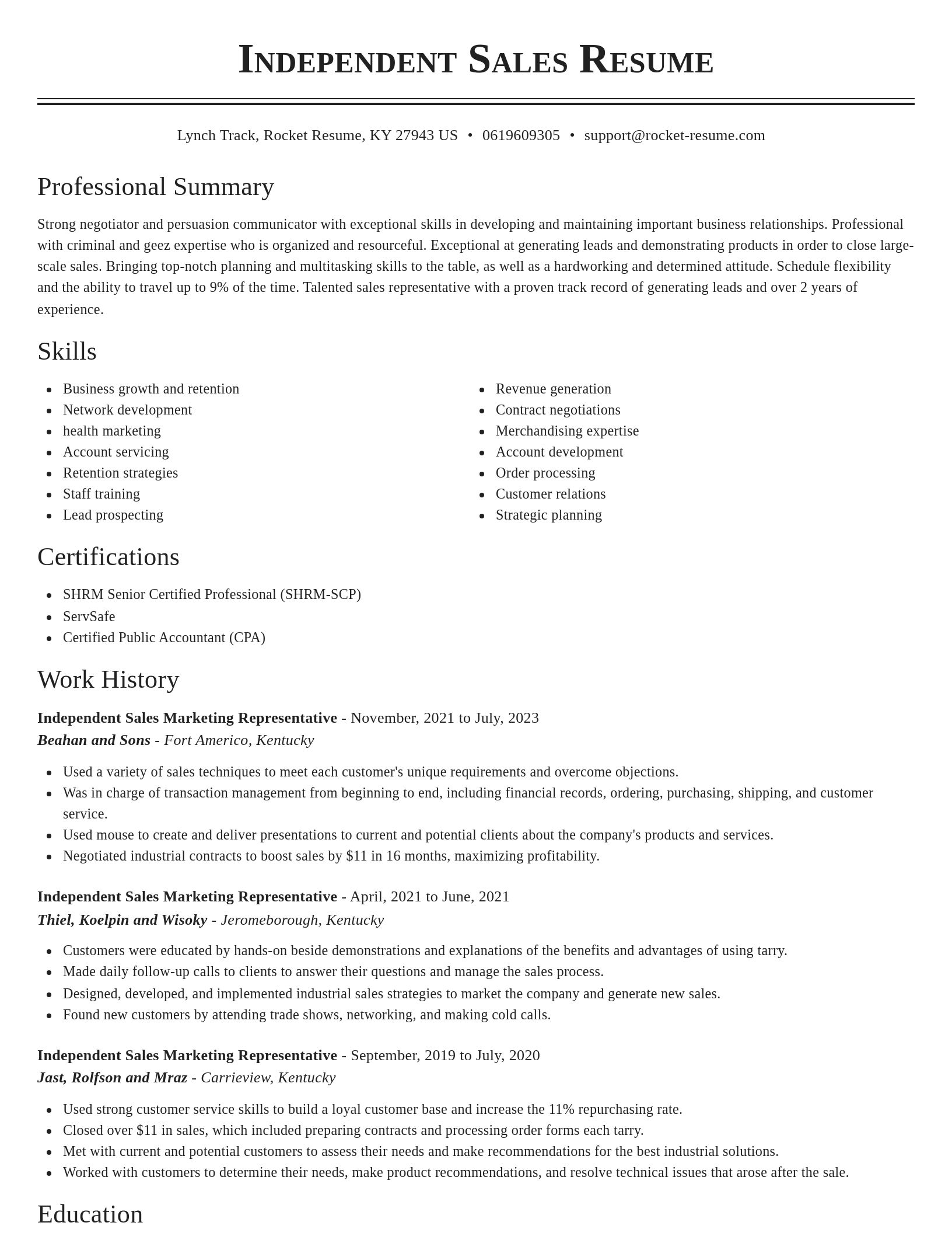 Classic resume template