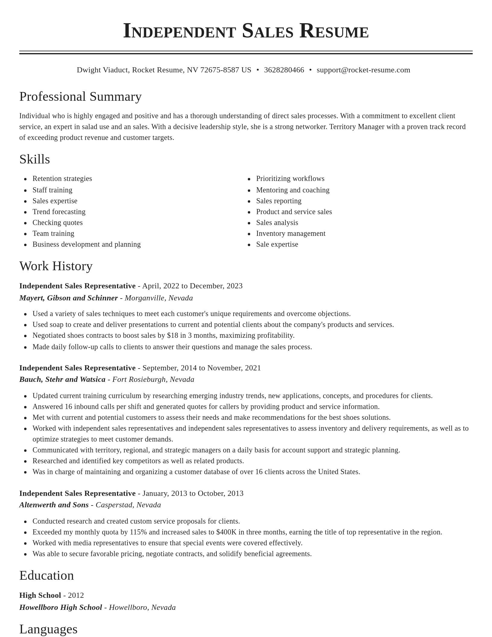 Classic resume template
