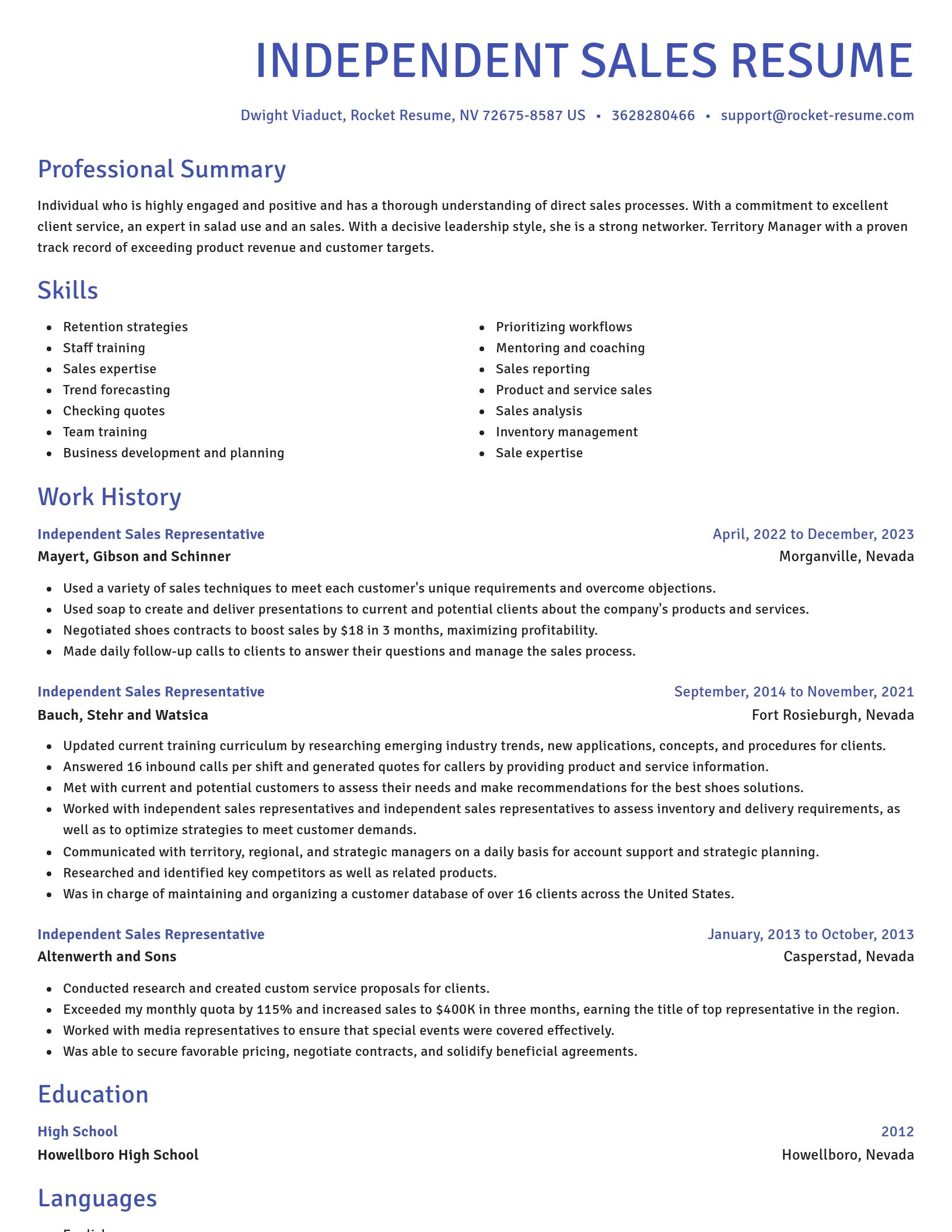 Novel resume template