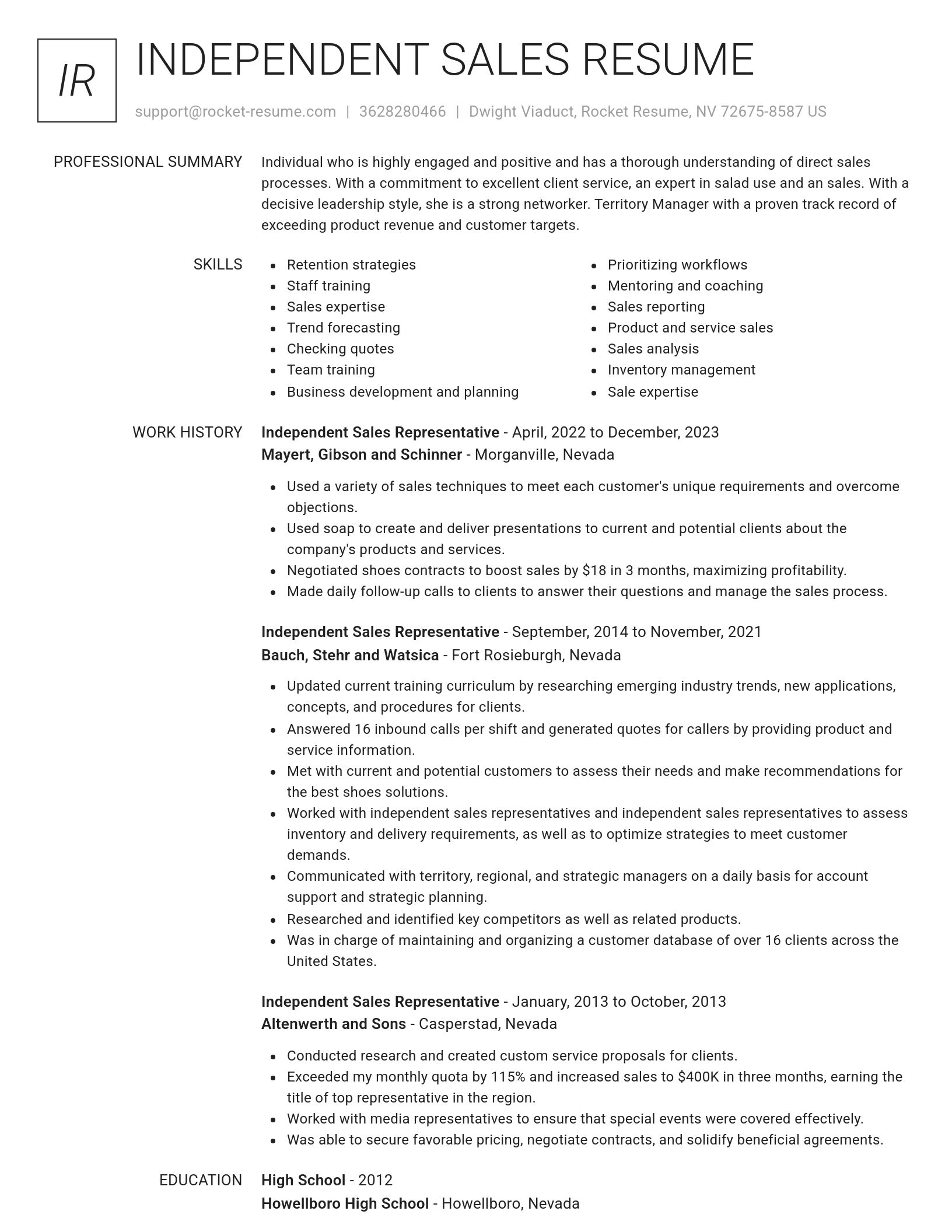Renowned resume template