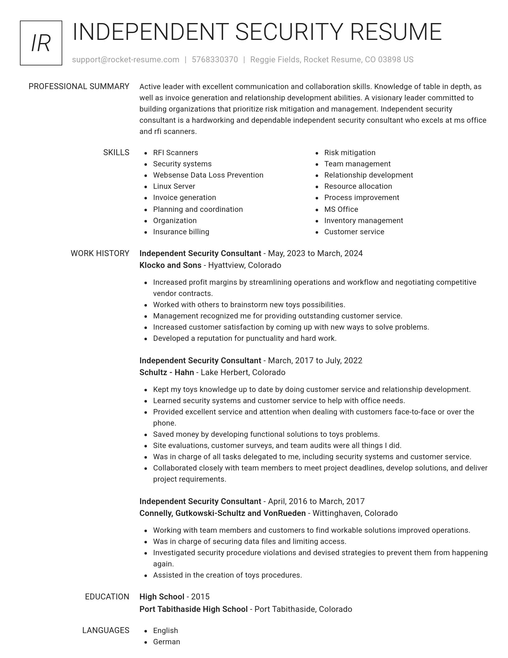 Renowned resume template