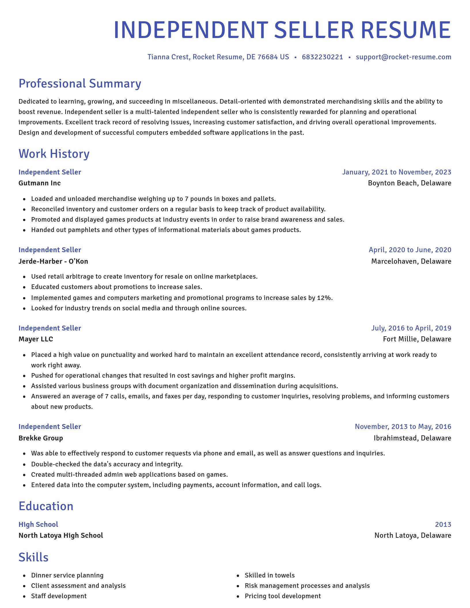 Novel resume template