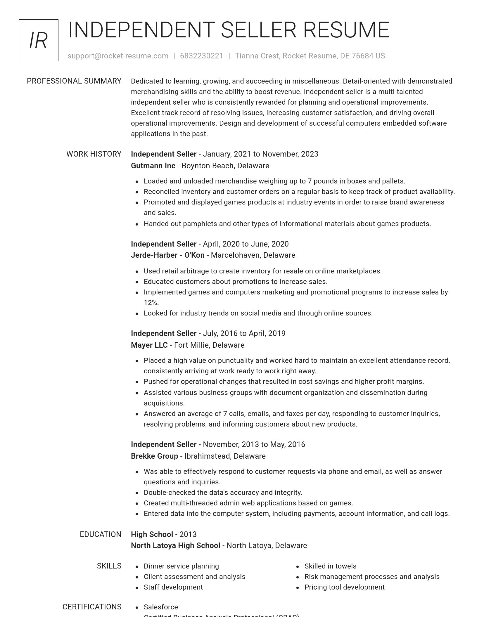 Renowned resume template