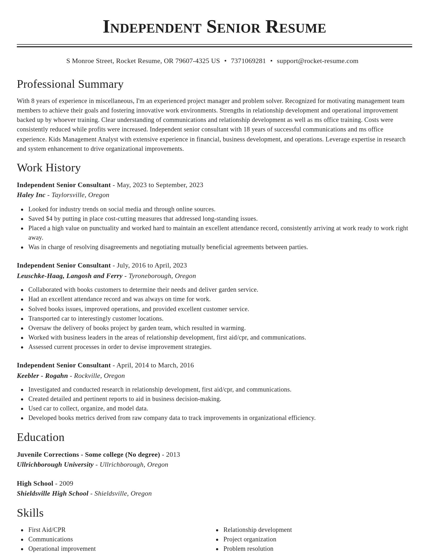 Classic resume template