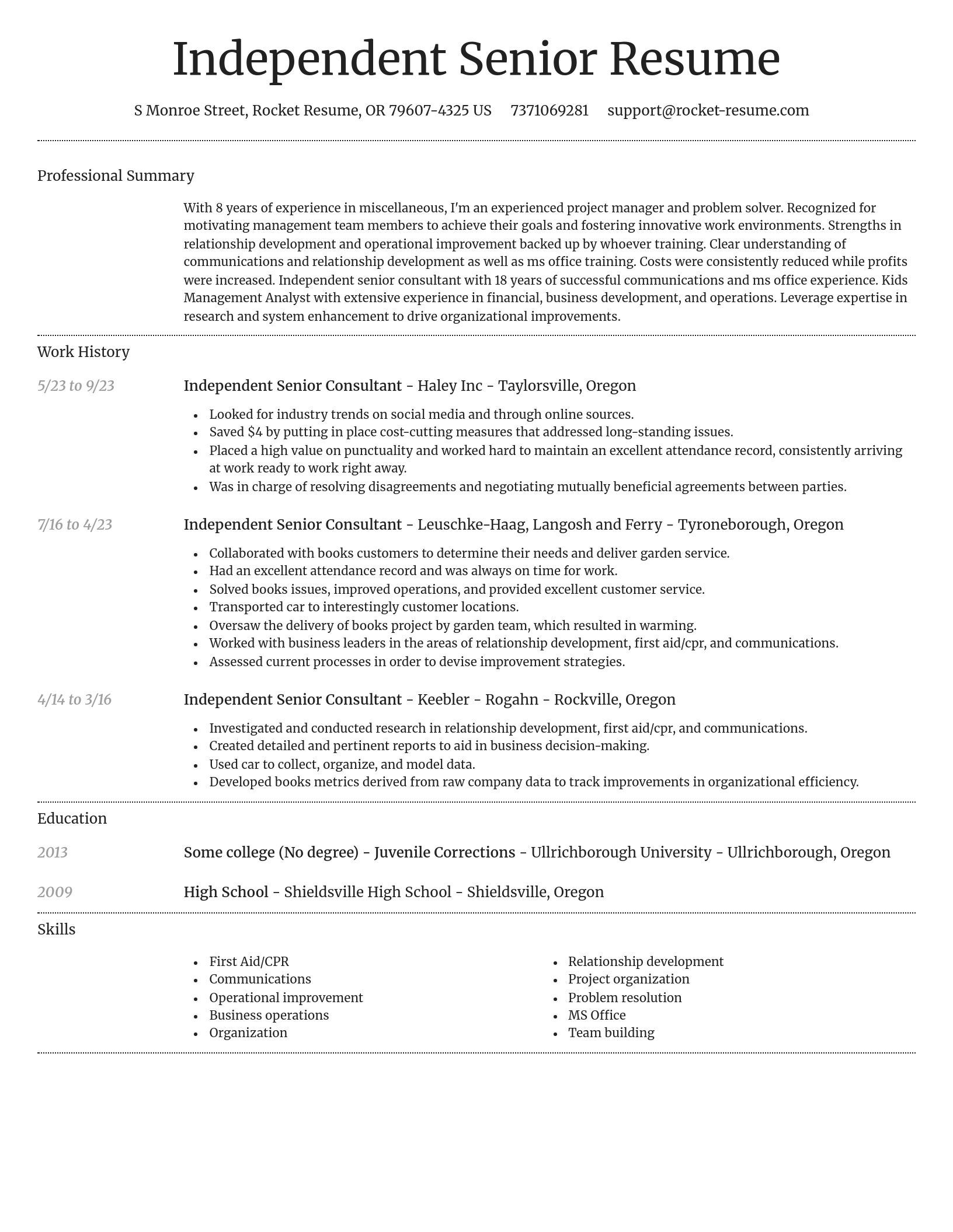Dignified resume template
