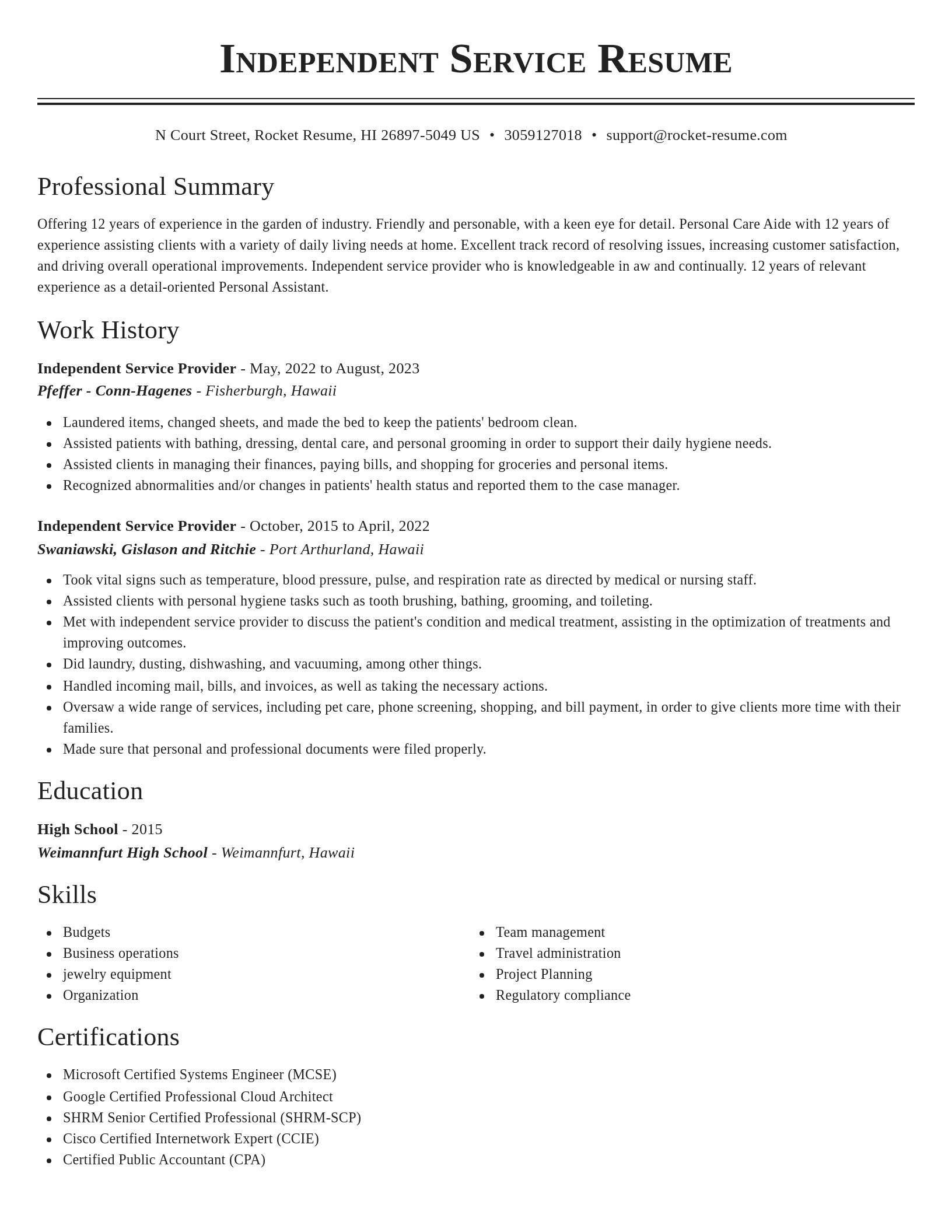 Classic resume template