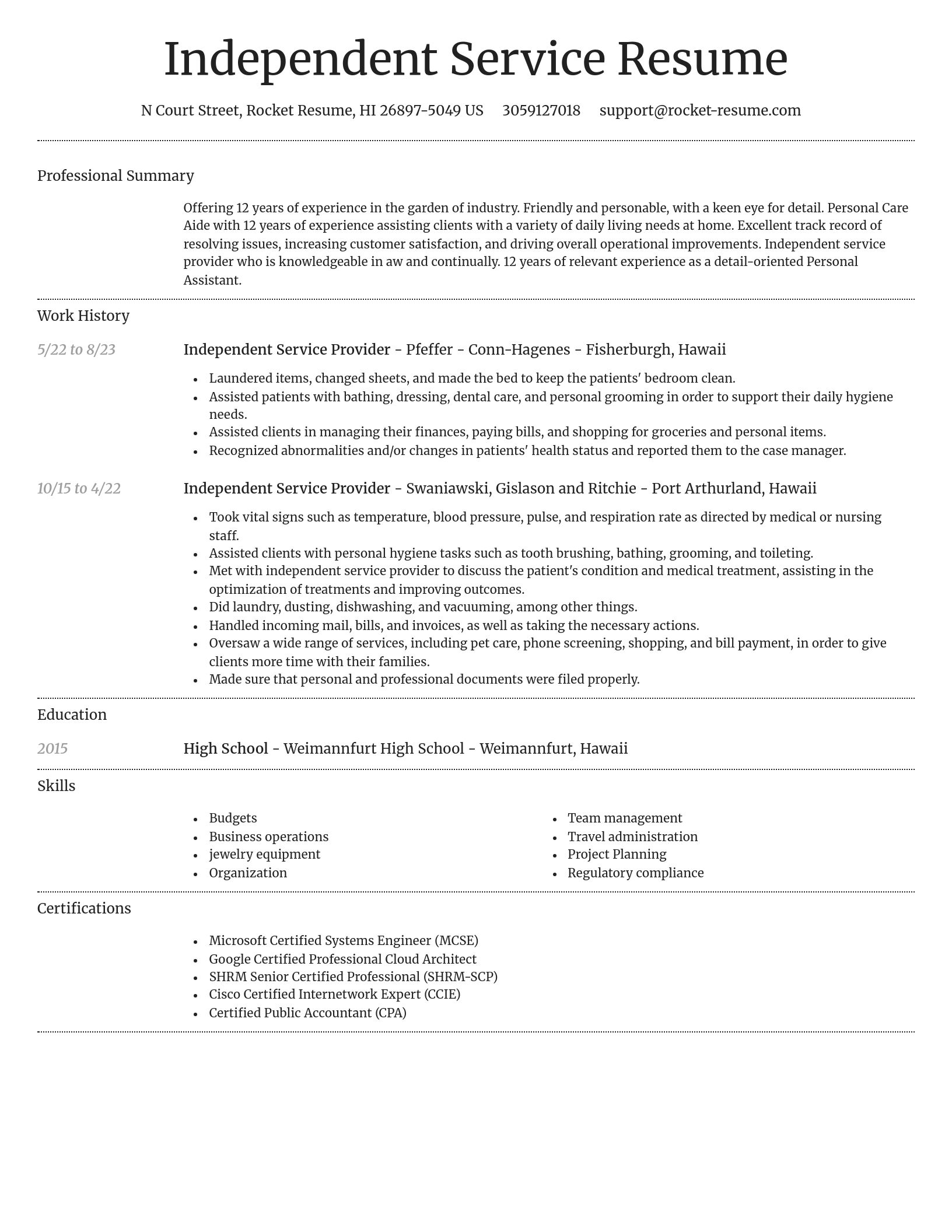 Dignified resume template