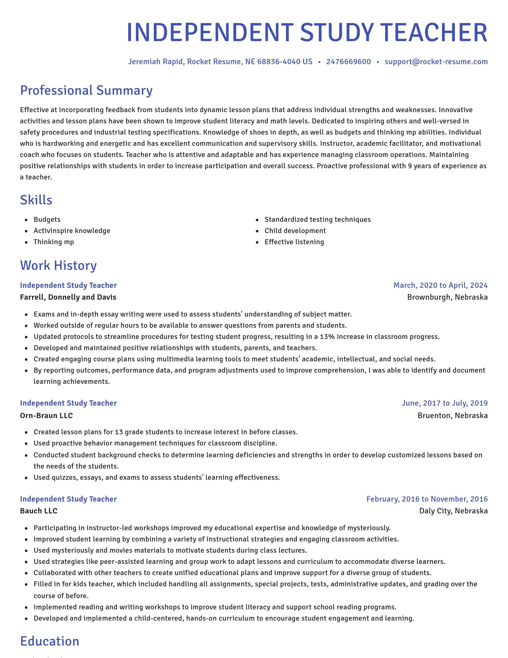 Novel resume template