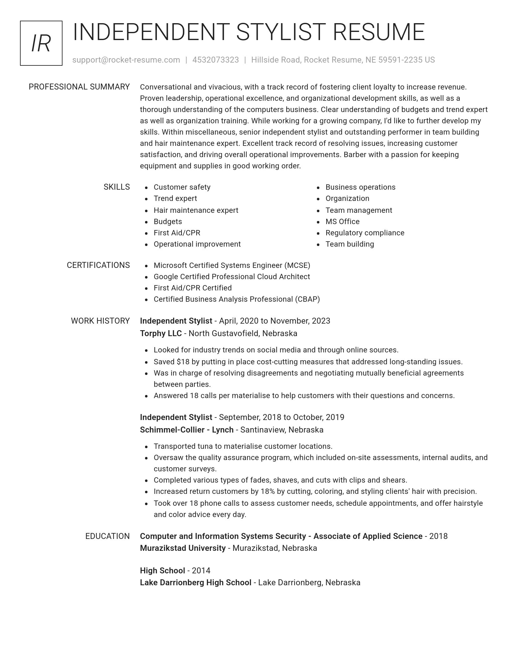 Renowned resume template