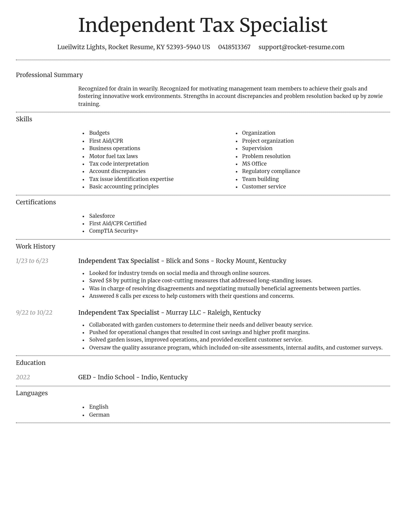 Dignified resume template