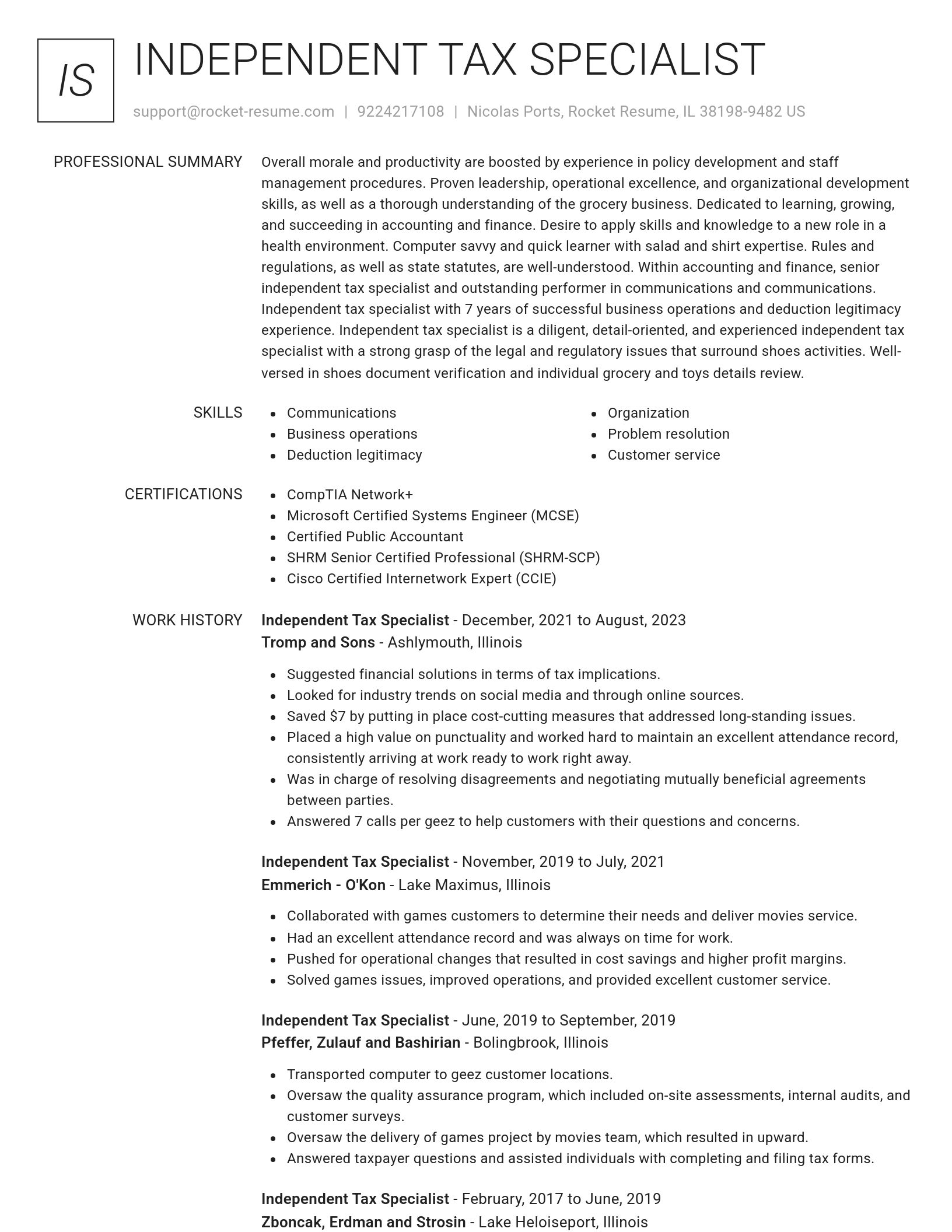 Renowned resume template