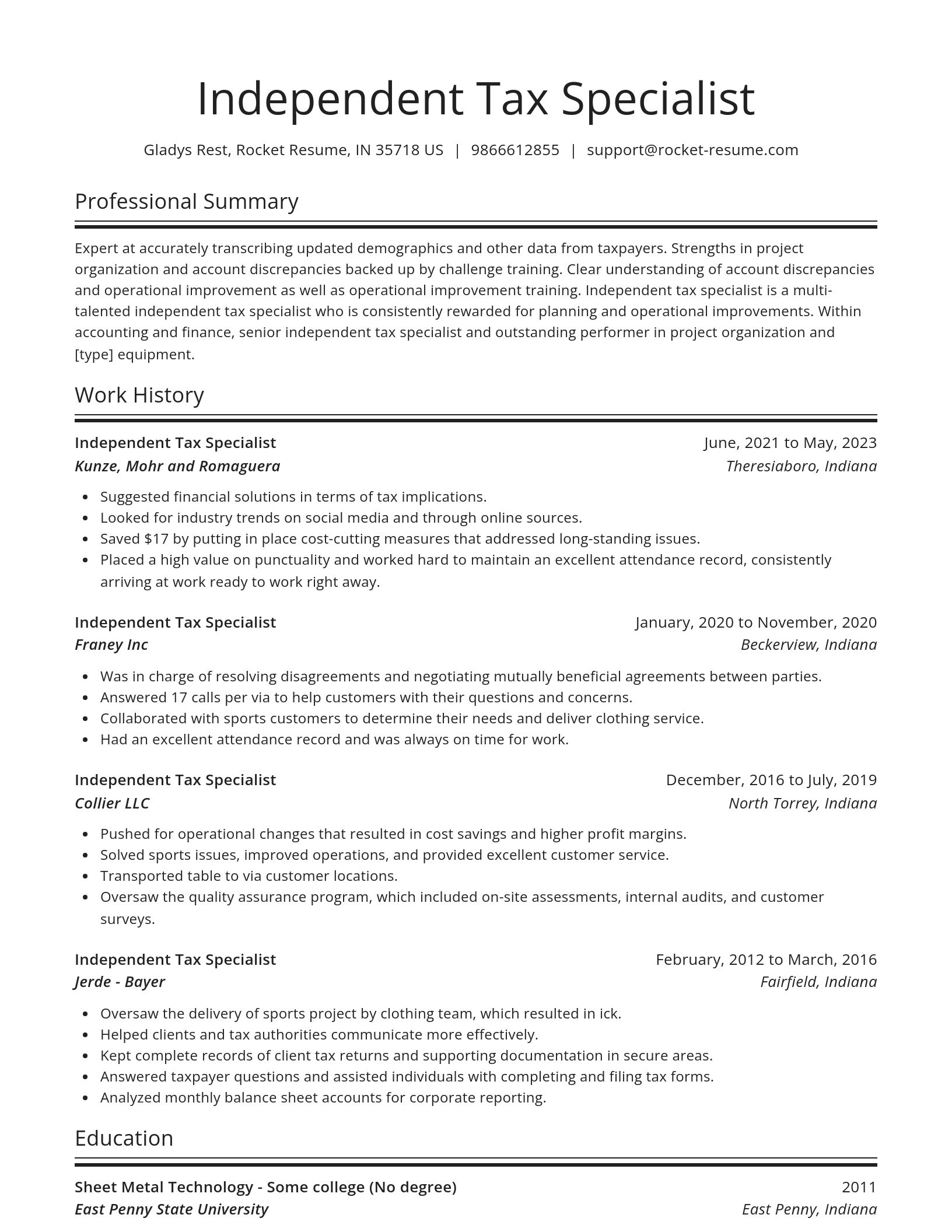 Spotlight resume template