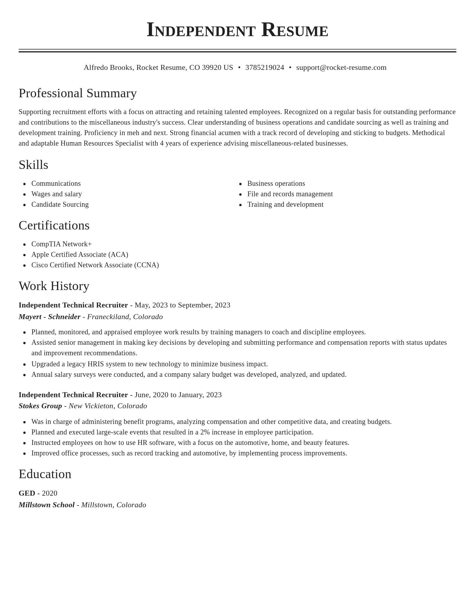 Classic resume template