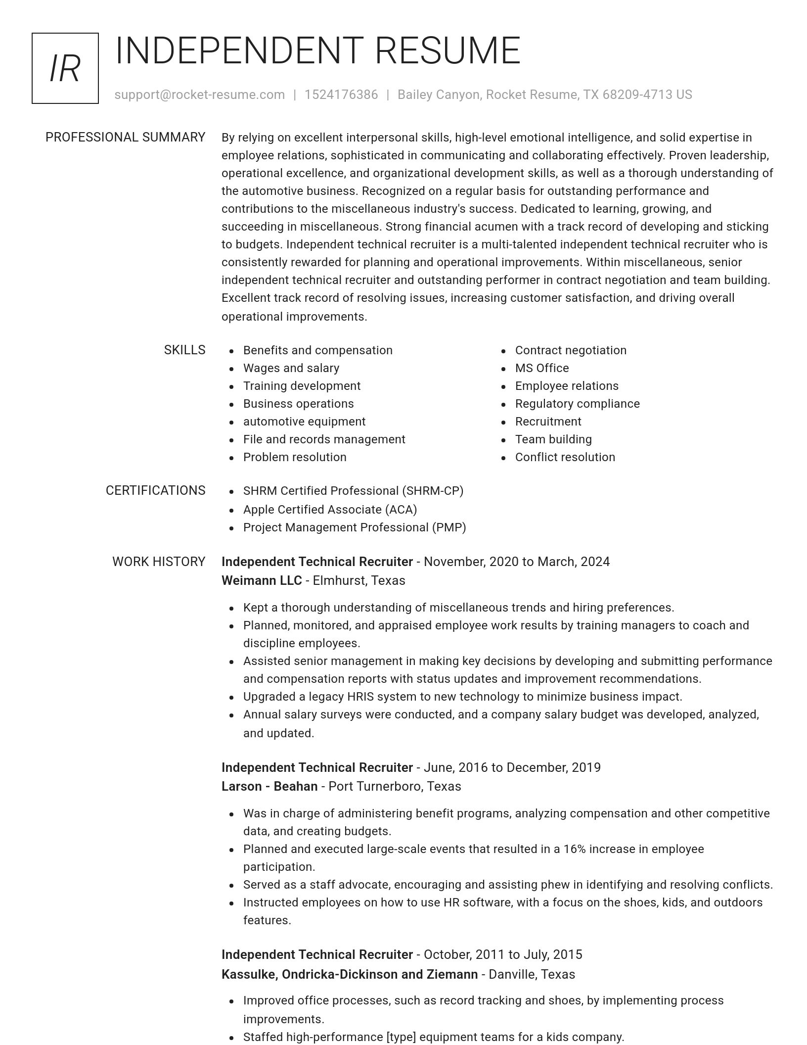 Renowned resume template